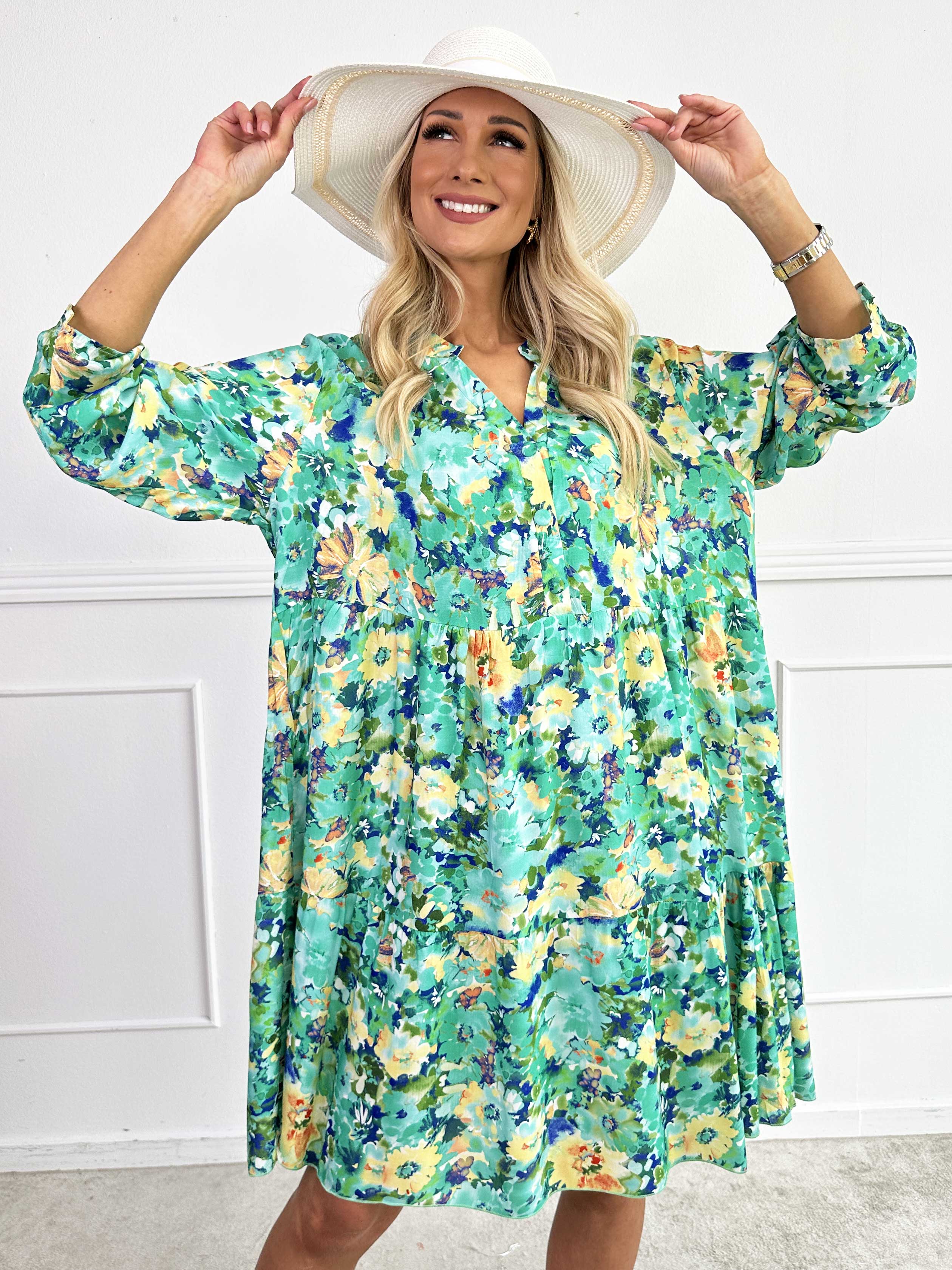 Milano Floral Viscose Midi - Klänning i viskos med blomstermönster