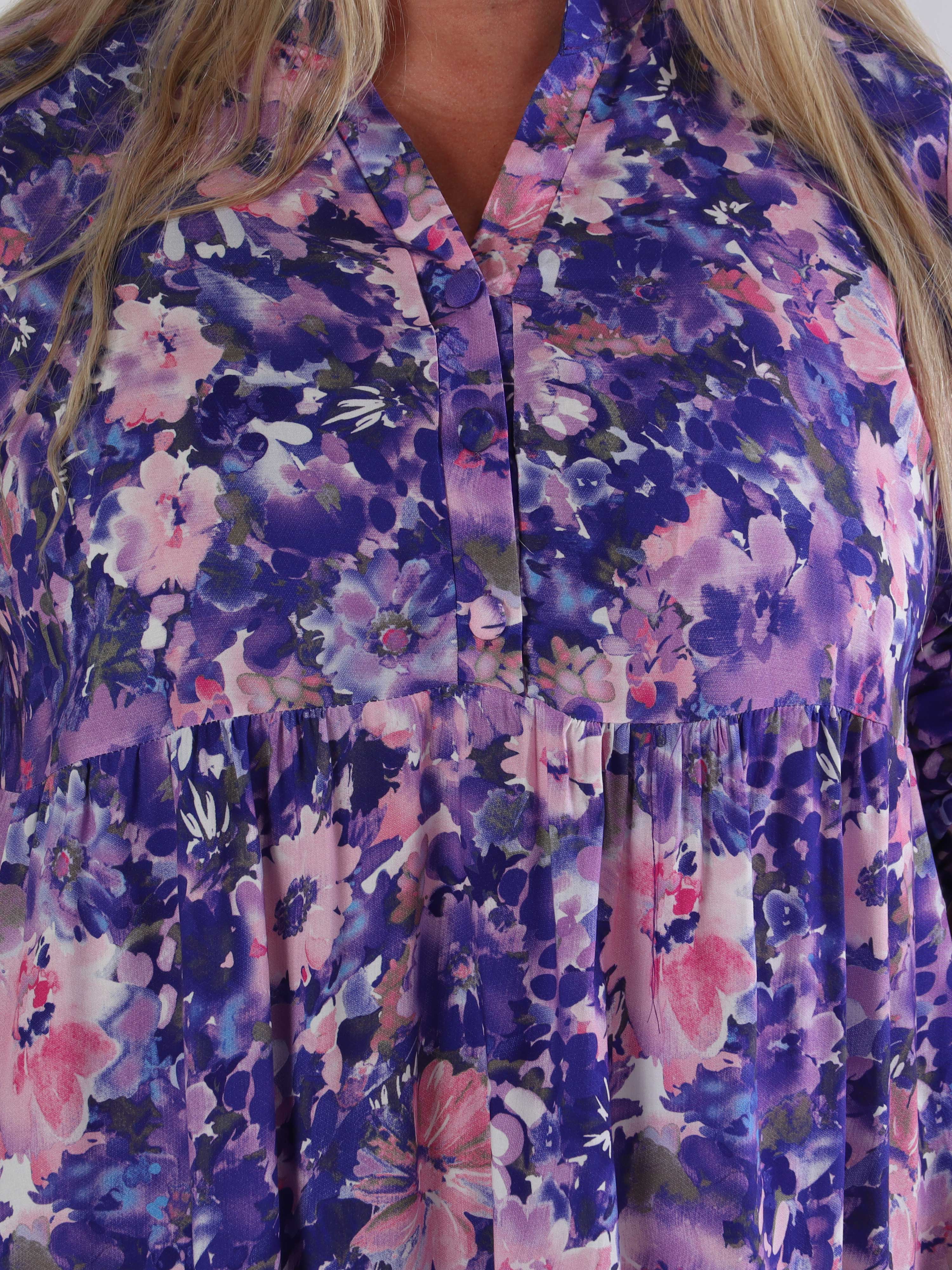 Milano Floral Viscose Midi - Plus size Klänning i viskos med blomstermönster