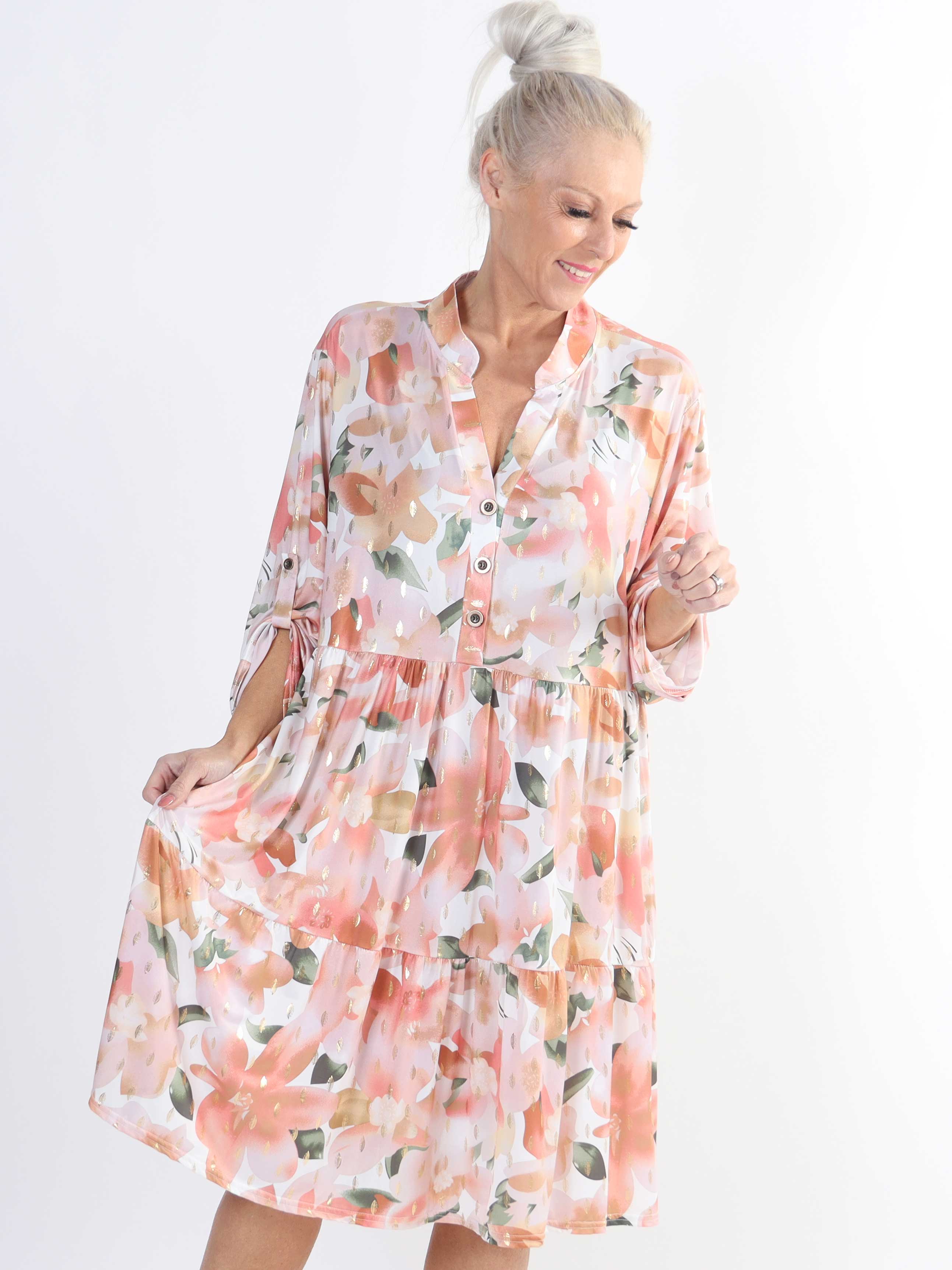 Milano Flower Midi - Plus size-klänning med blommigt tryck och lager-på-lager-look