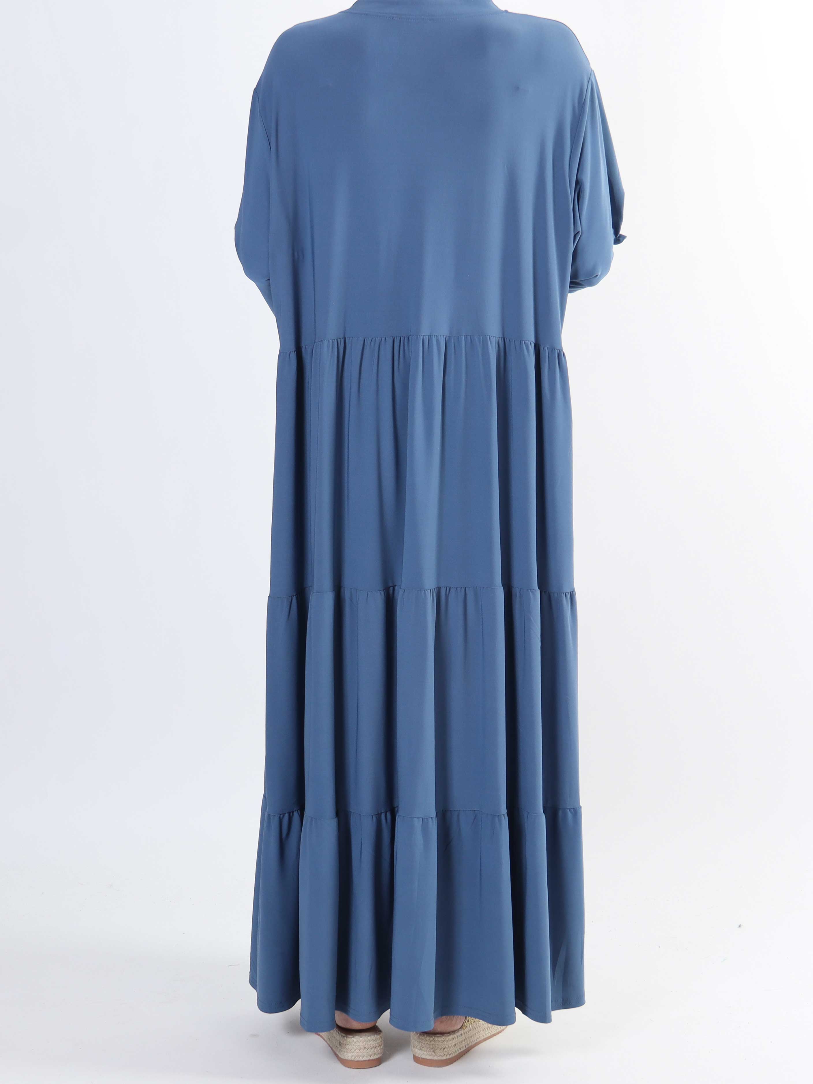 Milano Plain - Lång enfärgad plus size klänning med lager på lager look