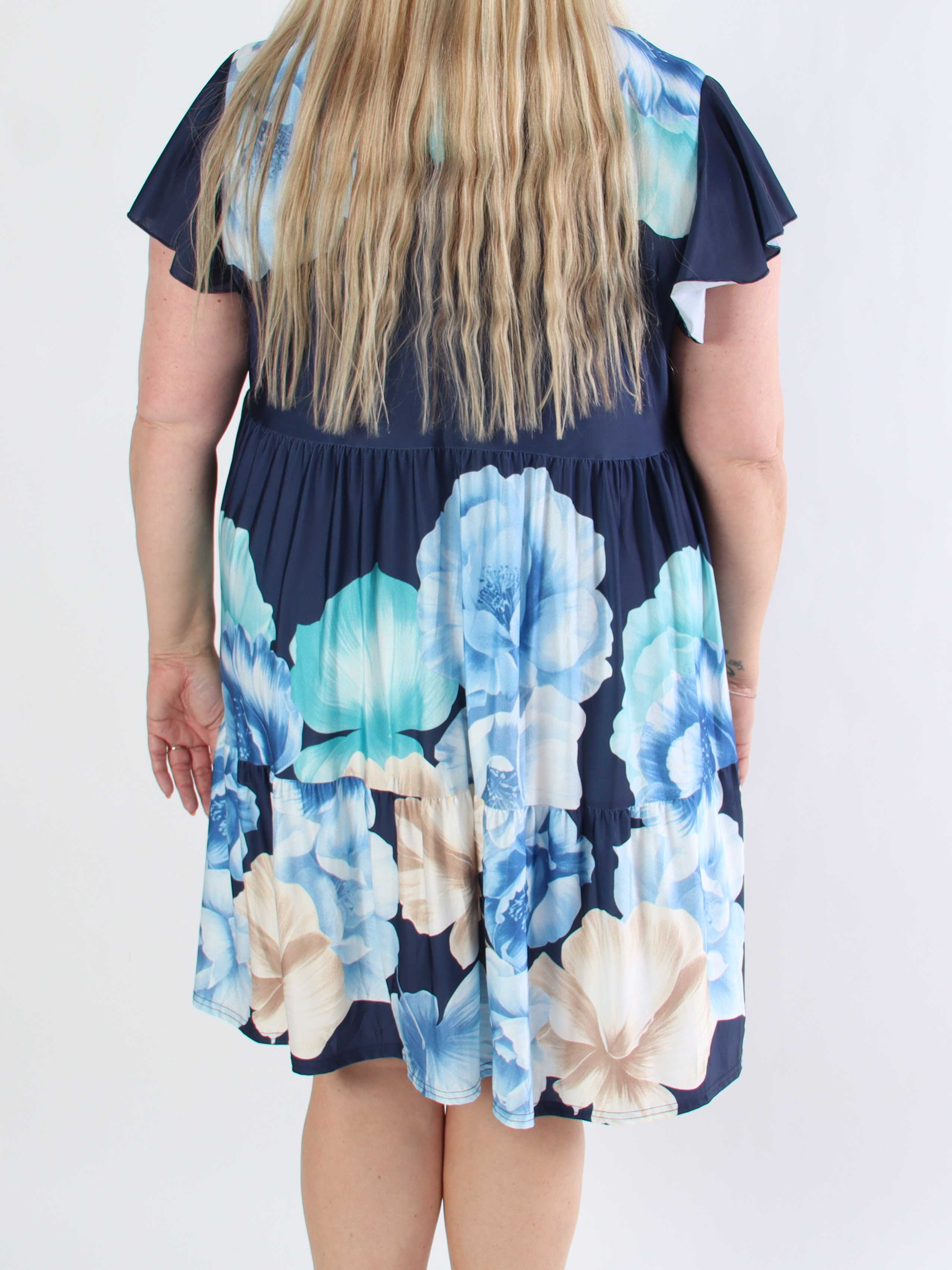 Milano Peony Midi S/S - Blommig plus size klänning med lager på lager look