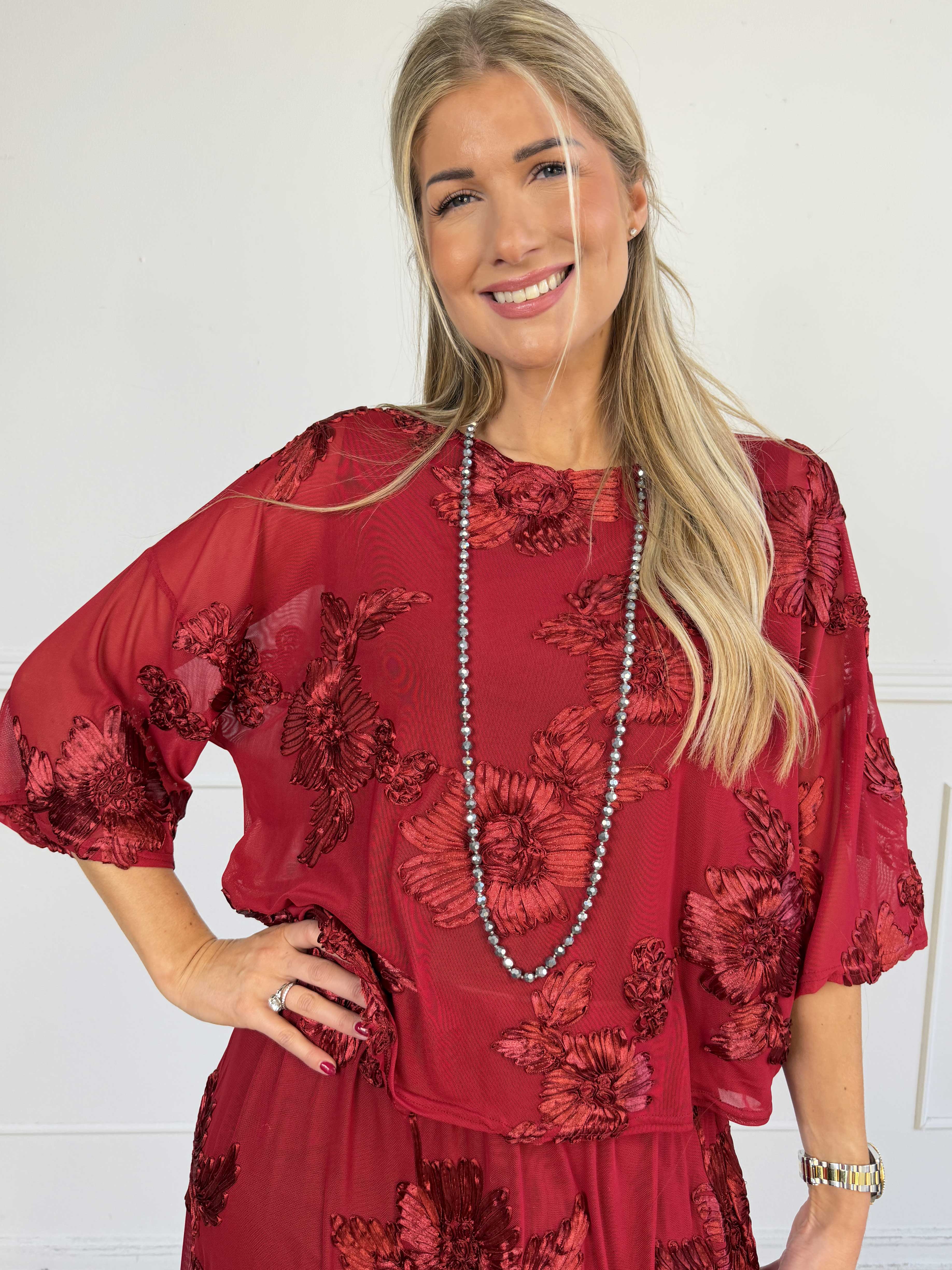 Mily Flora - Stretchig tunika i vacker mesh med fina blomstermotiv