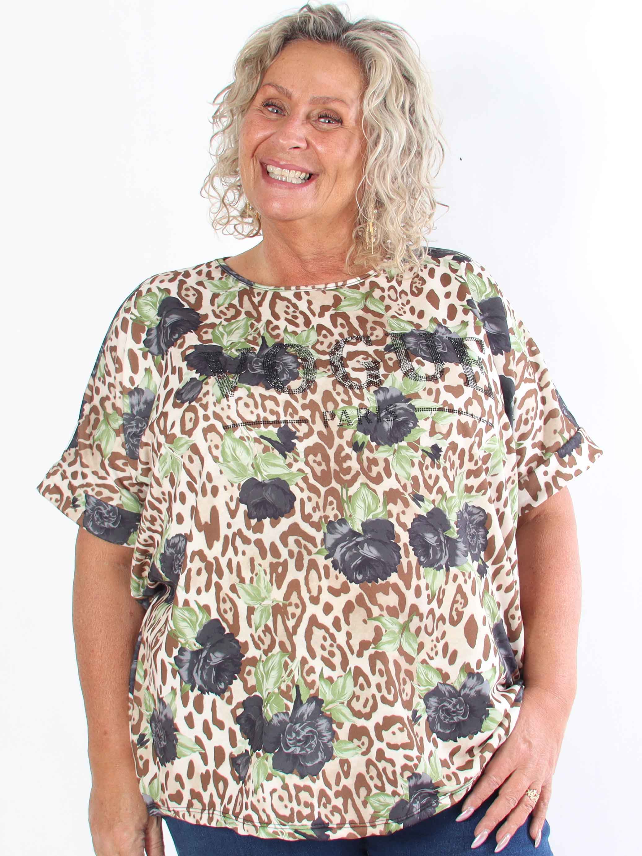 Mintu Leo - Plus size t-shirt i bomull med leopardtryck