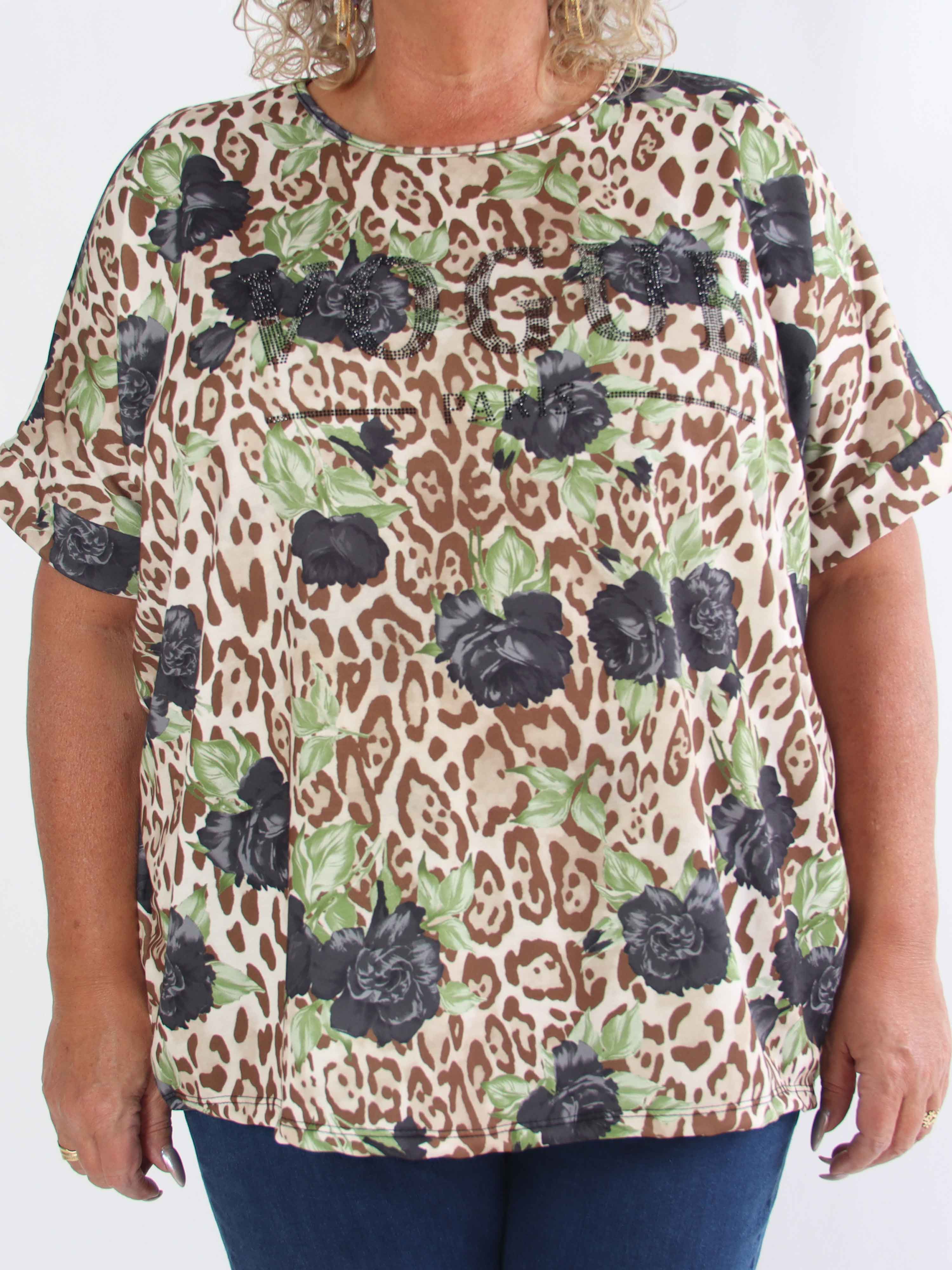 Mintu Leo - Plus size t-shirt i bomull med leopardtryck