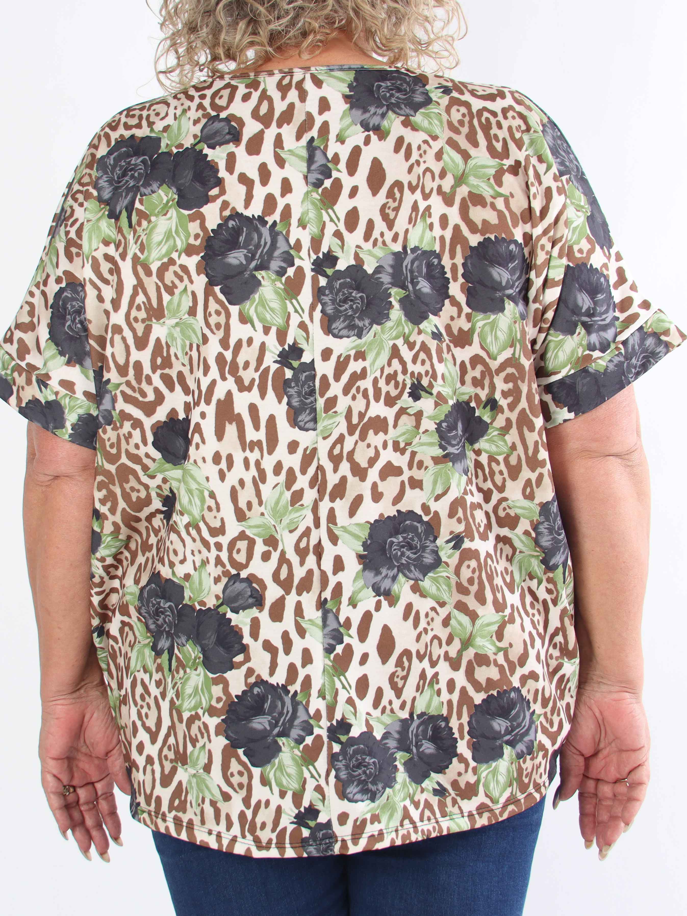 Mintu Leo - Plus size t-shirt i bomull med leopardtryck