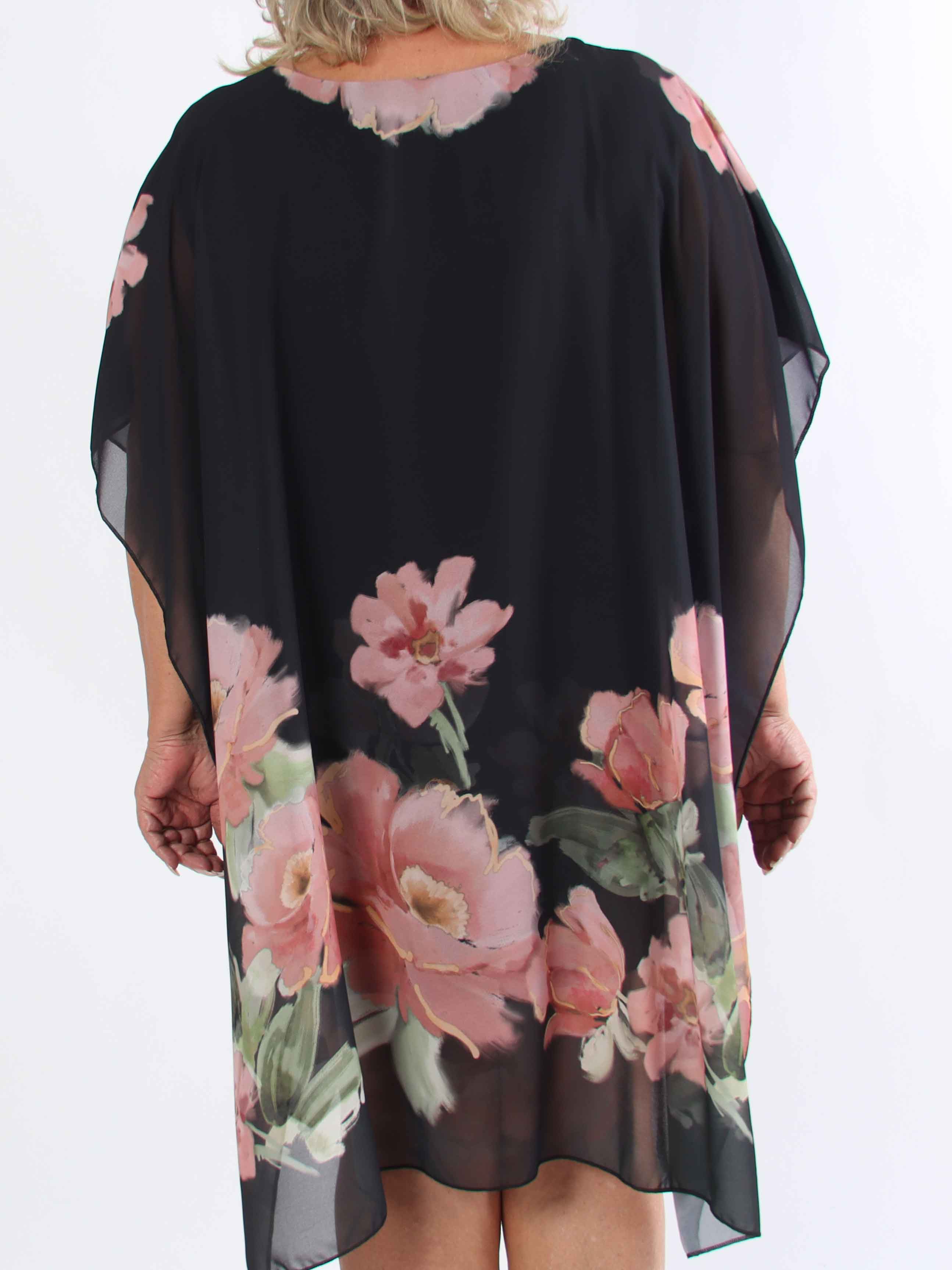 Mirabella - Tunikaklänning i plus size med chiffonglager och underkjol i viskos