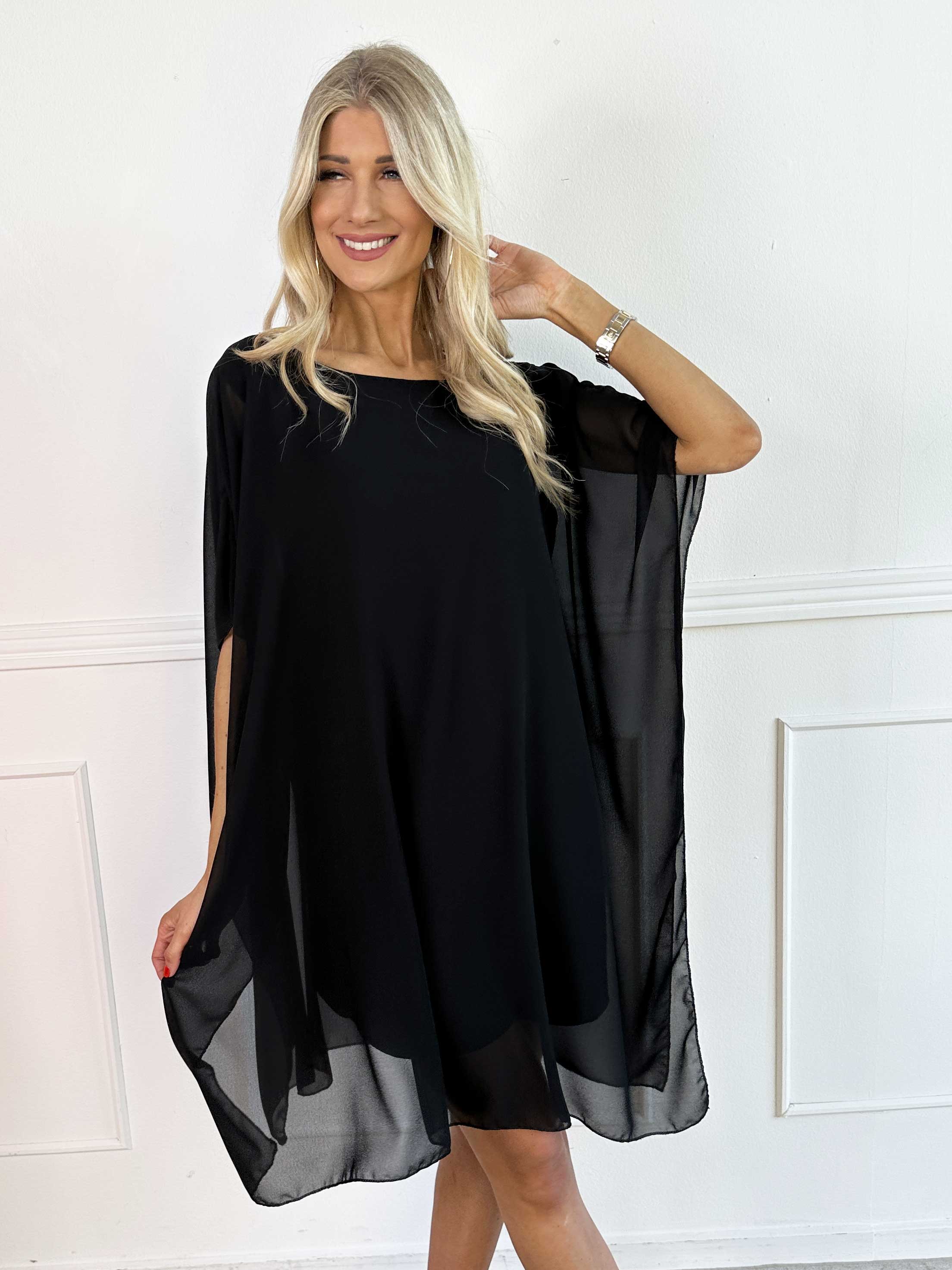 Mirabella Plain - Tunikaklänning i plus size med chiffonglager och underkjol i viskos