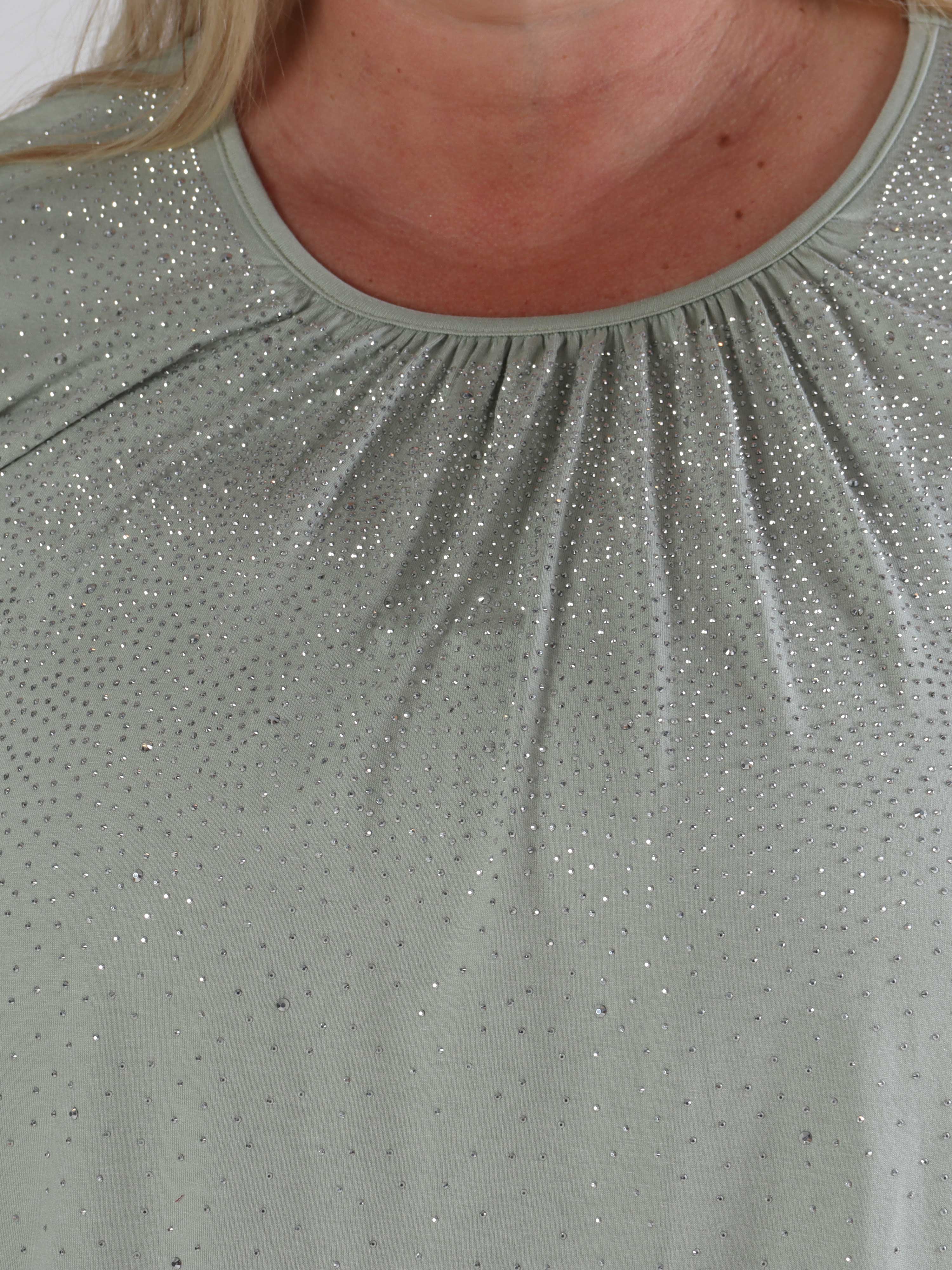 Miracle Crystal T-shirt - Mjuk plus size blus i viskos med strass