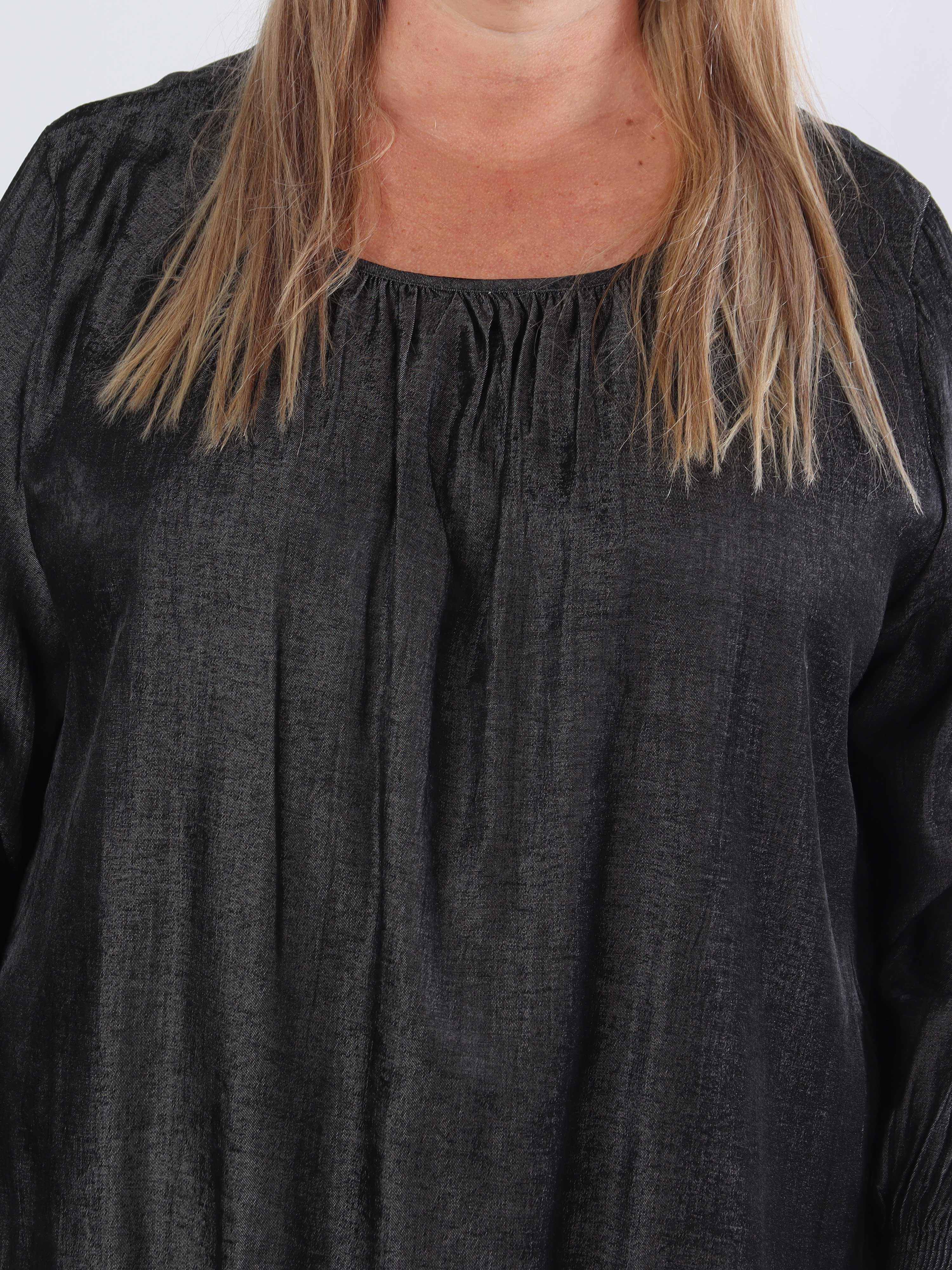 Miracle Denim Dress L/S - Plus size-klänning med resår i nederkanten