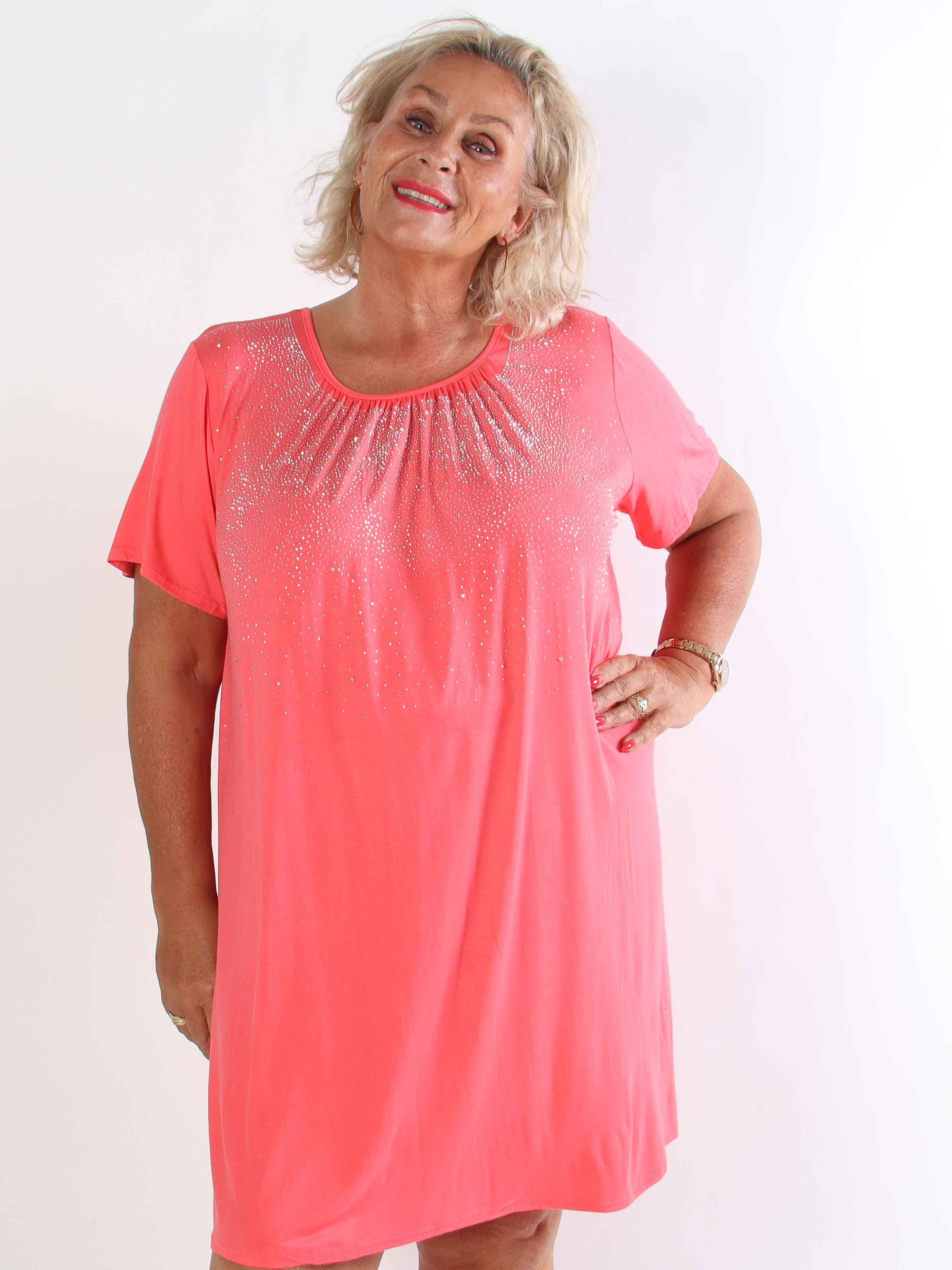 Miravi Sparkle - Lös plus size klänning i elastiskt tyg med strass