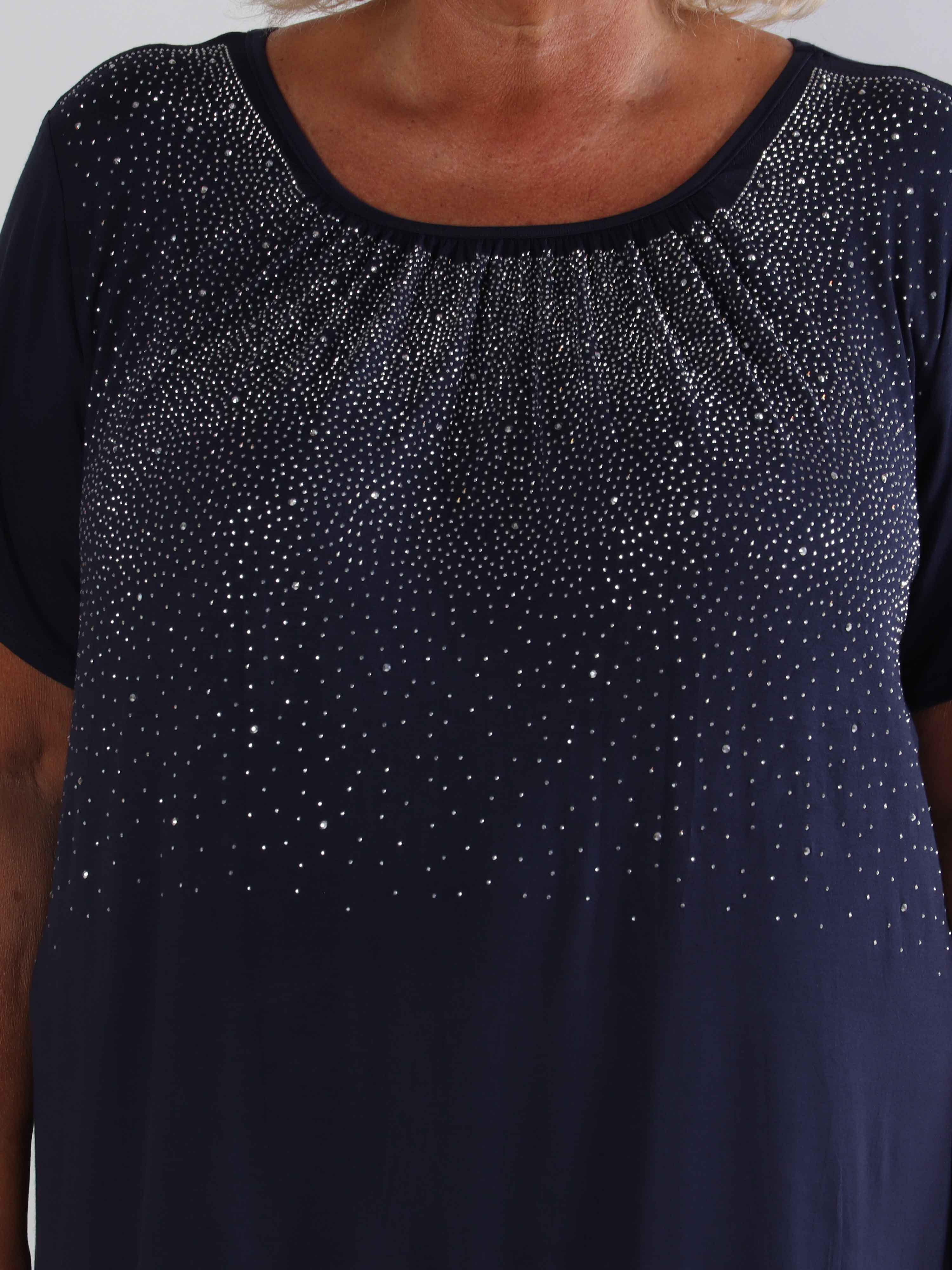 Miravi Sparkle - Lös plus size klänning i elastiskt tyg med strass