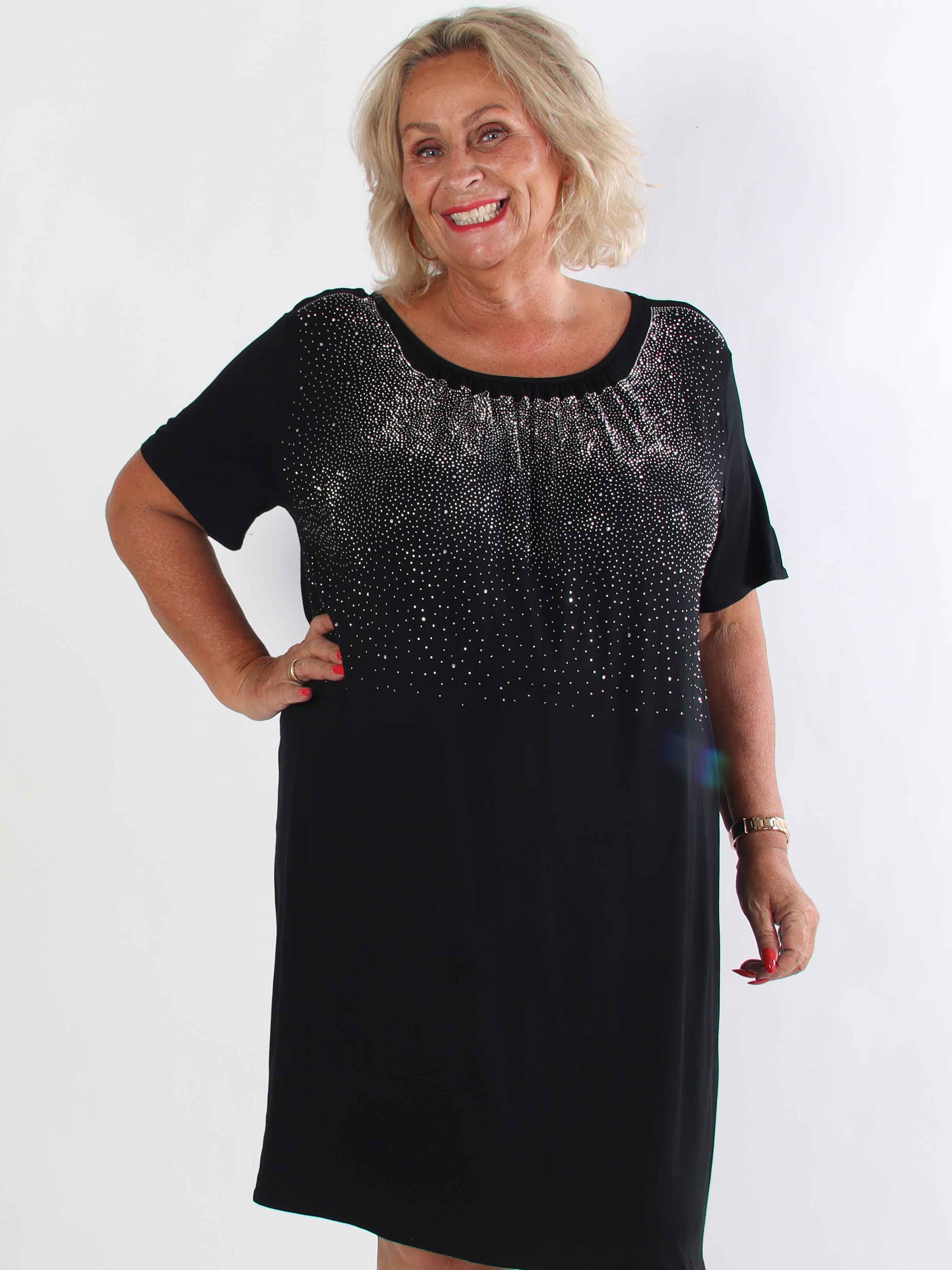Miravi Sparkle - Lös plus size klänning i elastiskt tyg med strass