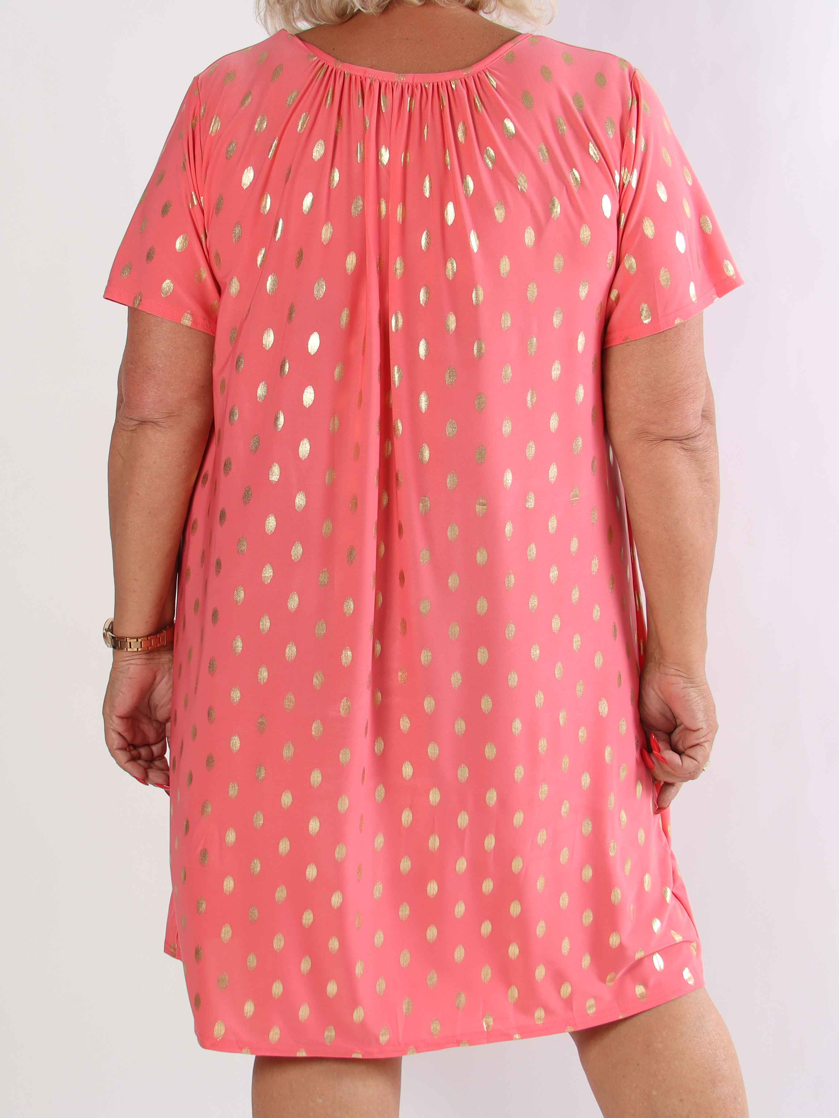 Miravi Gold - Løs kjole i elastisk stof med guld dutter