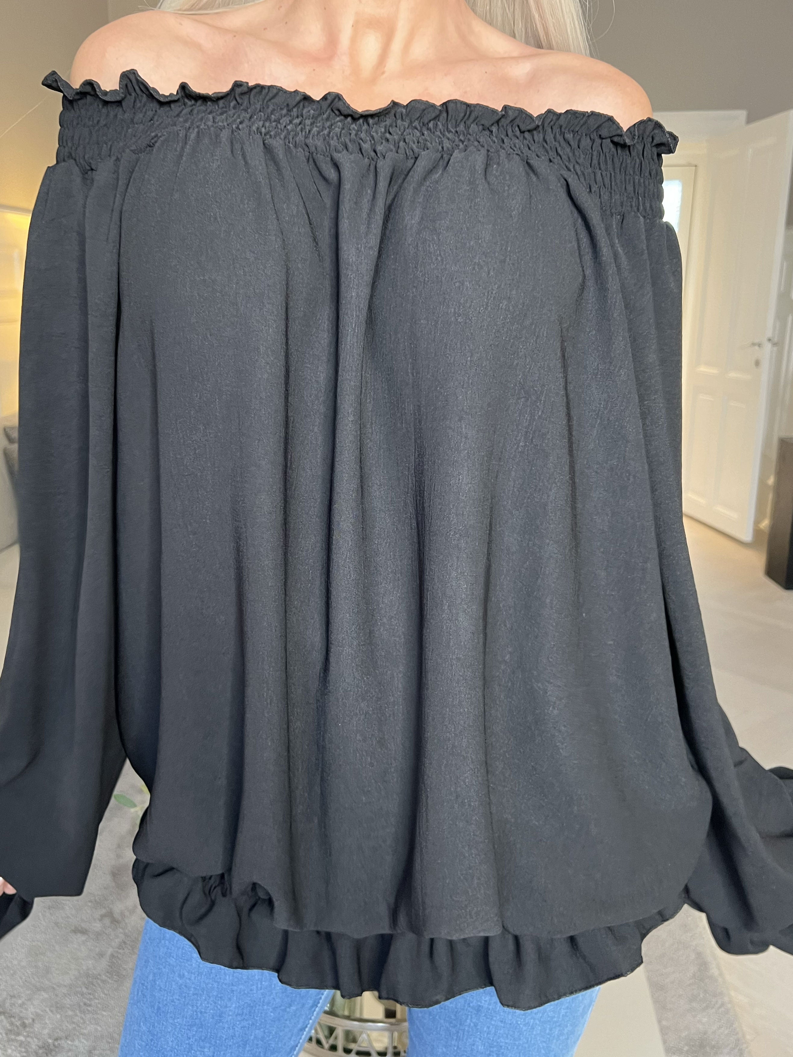 Monik - Tunika i enfärgat med resår och volang i kanterna