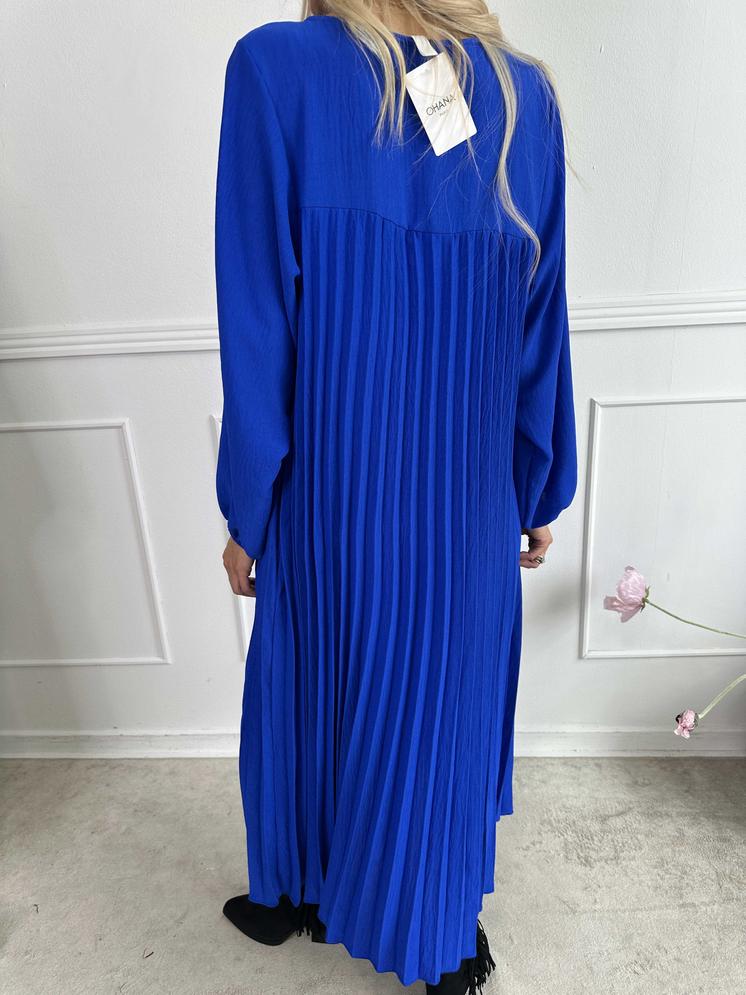 Nancy Long Sleeve - Lång klänning med plissering och fickor