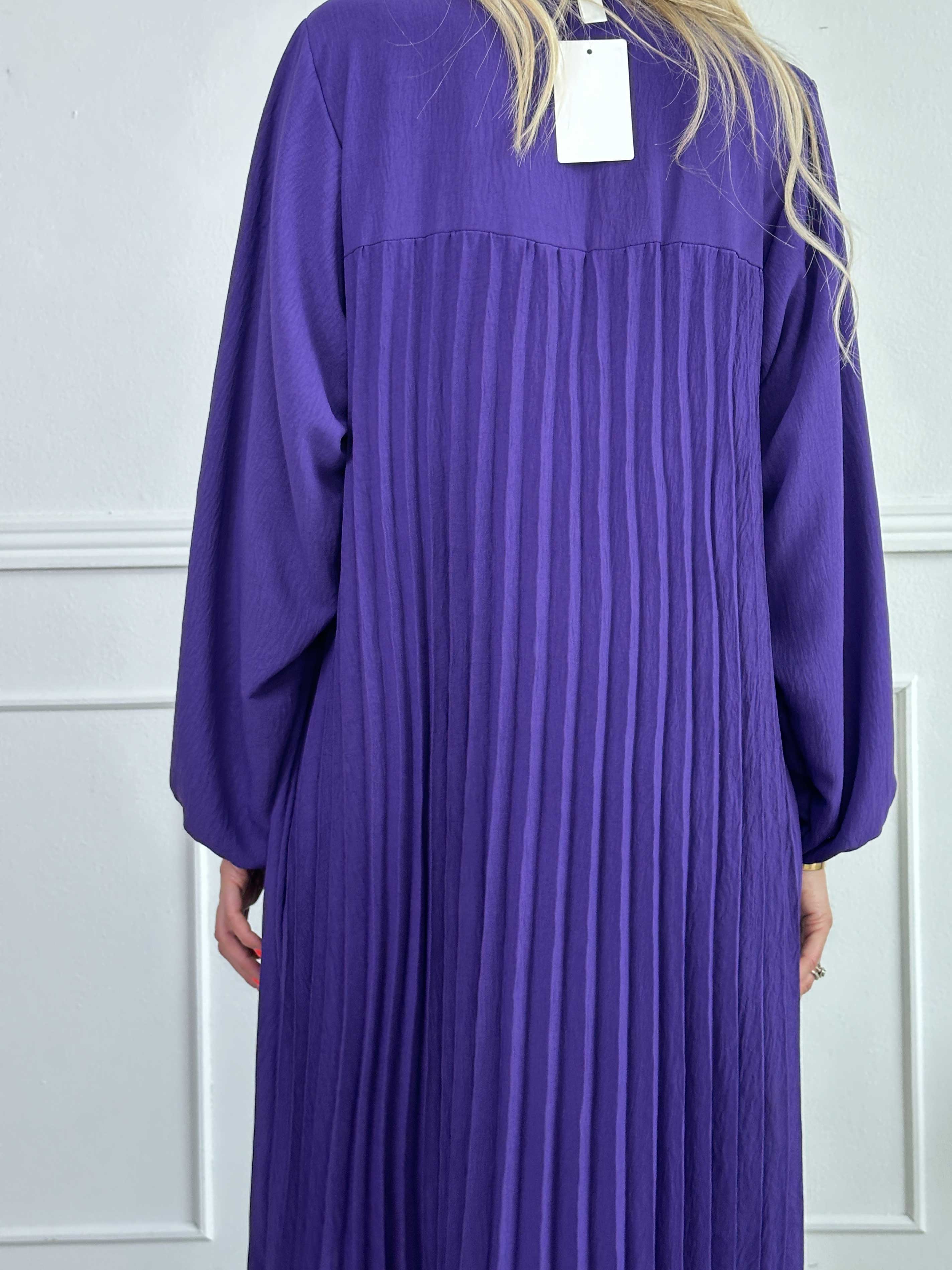 Nancy Long Sleeve - Lång klänning med plissering och fickor