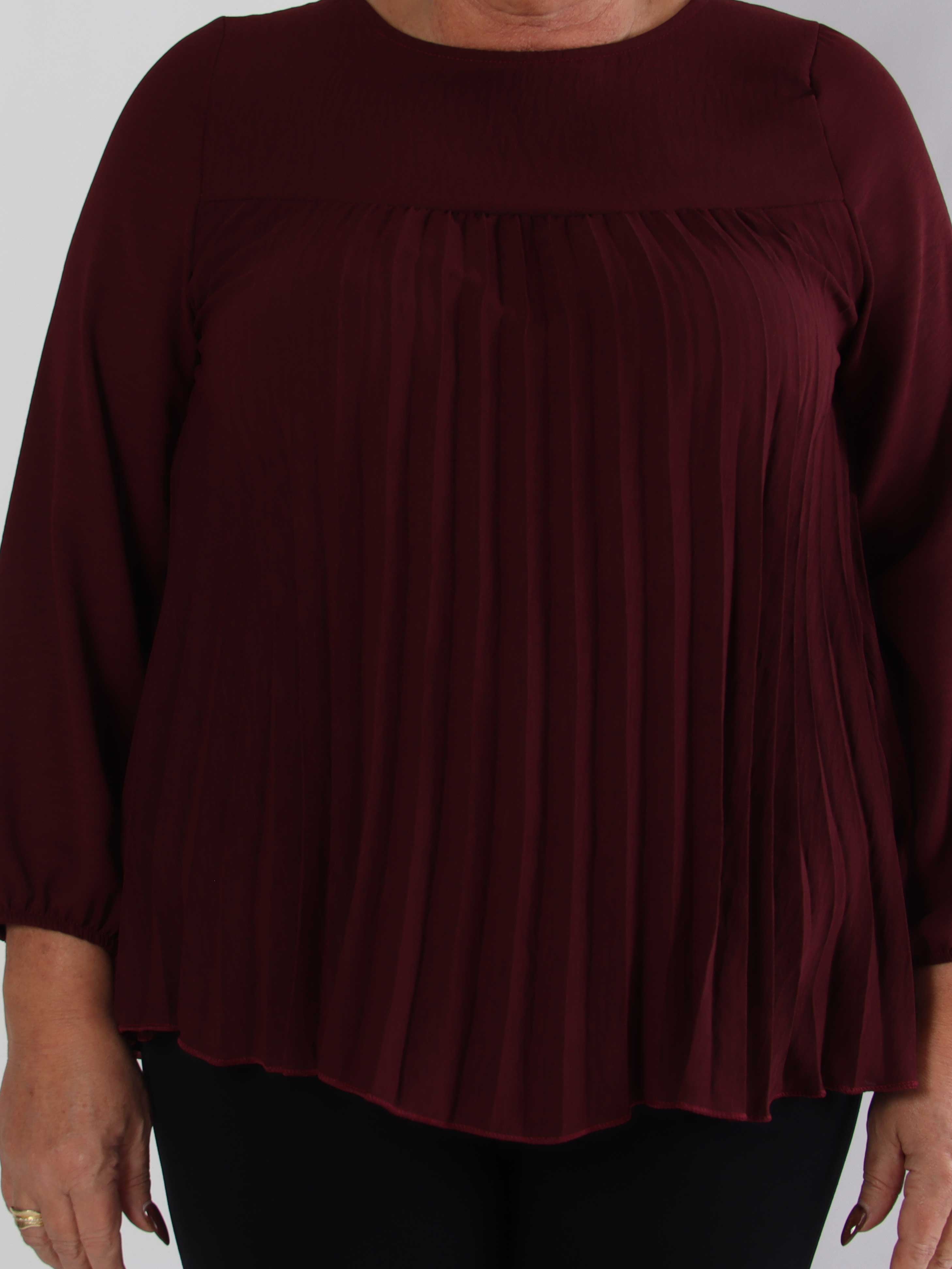 Nancy Shirt L/S - Söt plus size blus med plissering