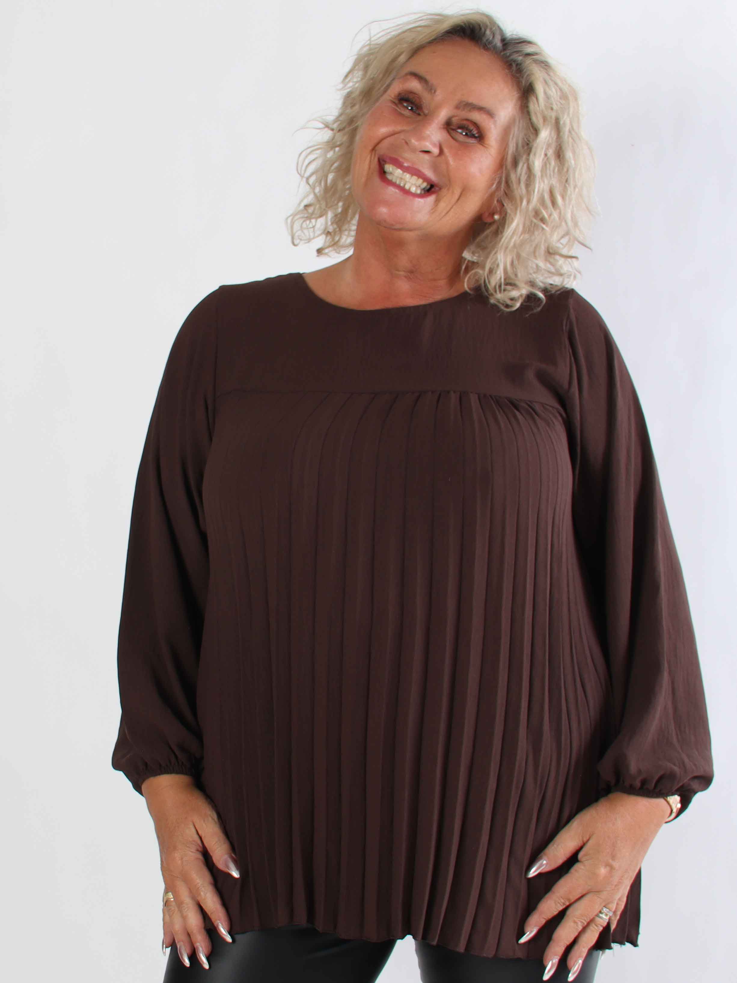 Nancy Shirt L/S - Söt plus size blus med plissering