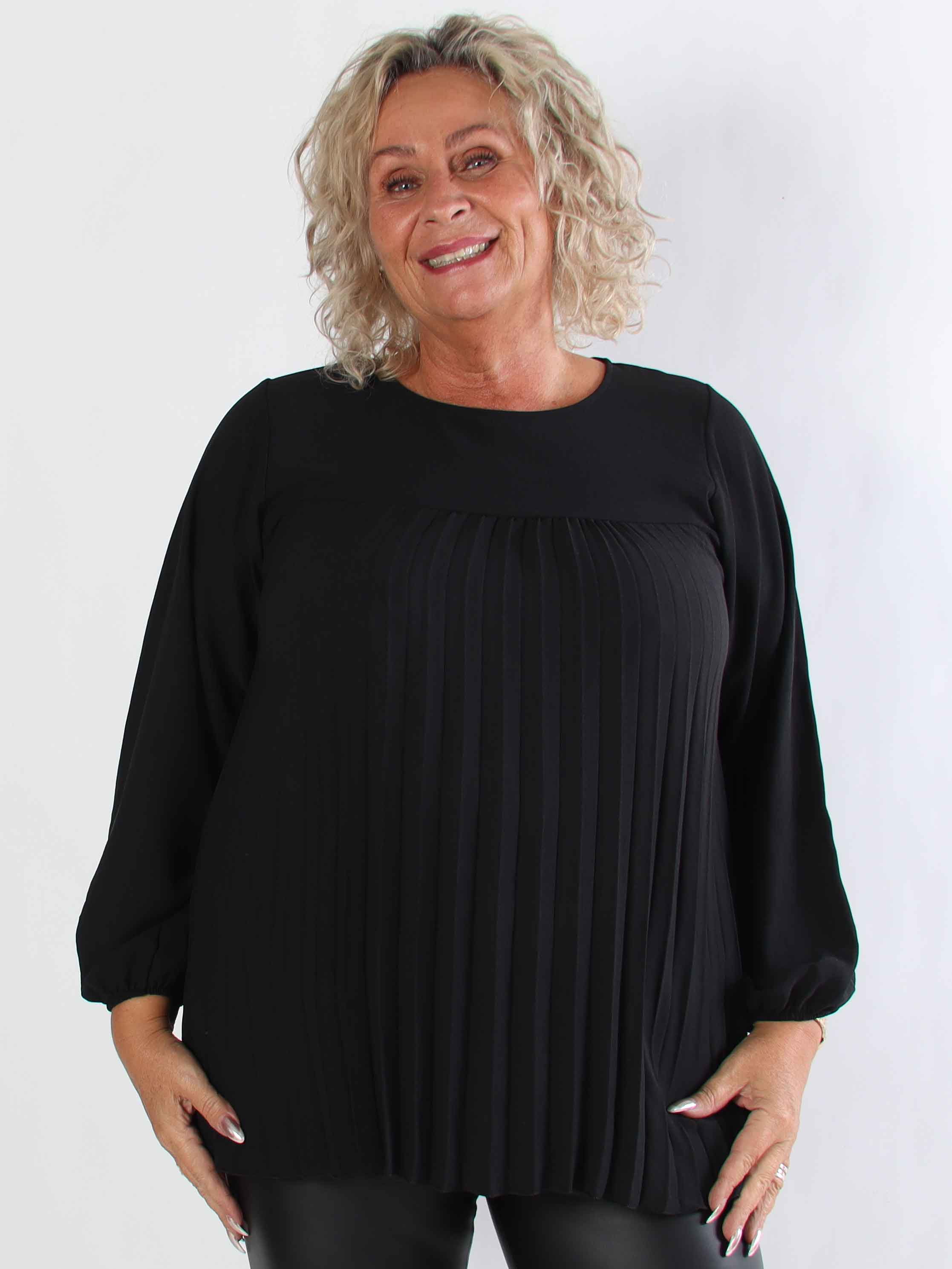 Nancy Shirt L/S - Söt plus size blus med plissering