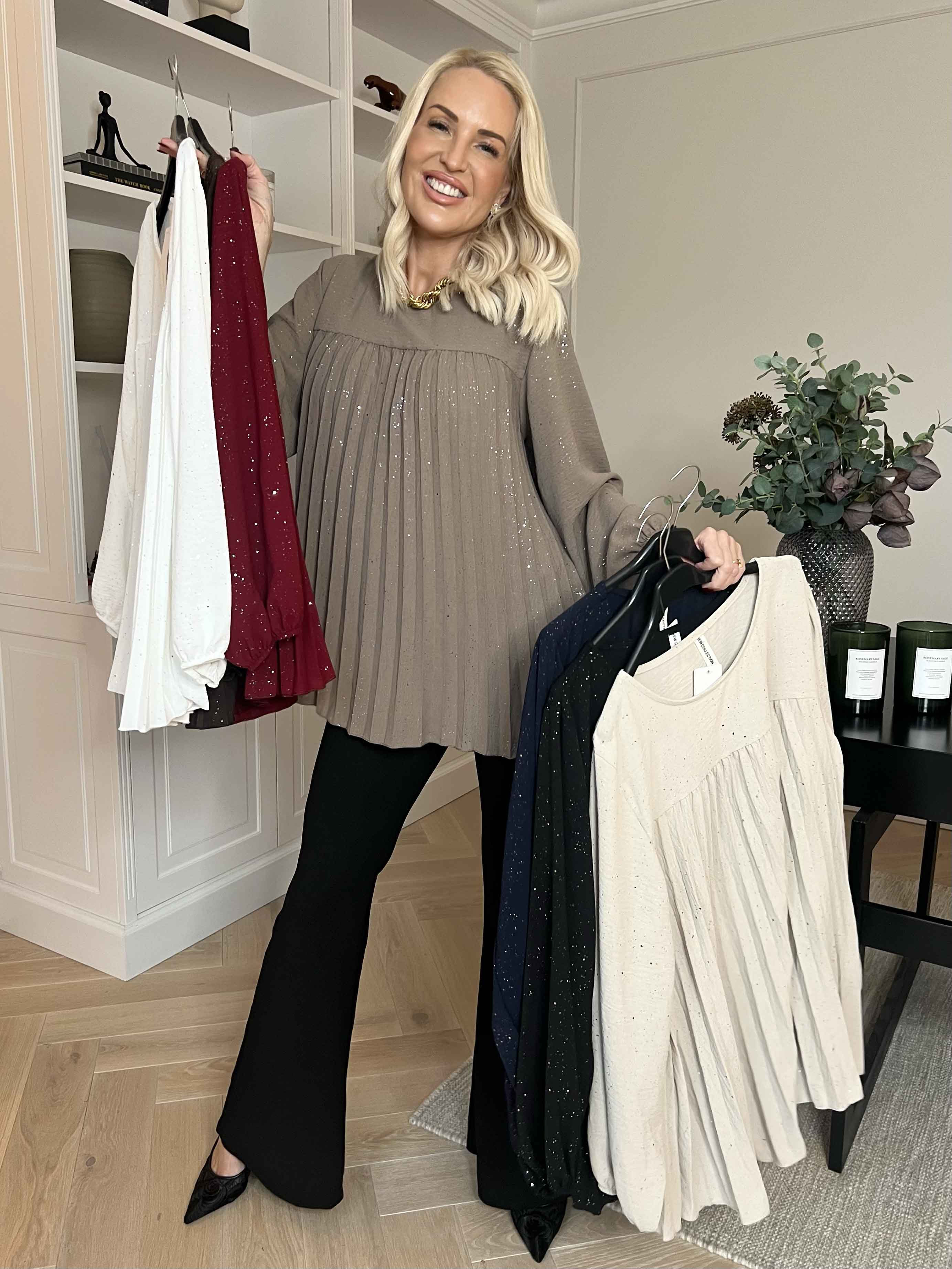 Nancy Glitter Shirt L/S - Plisseret bluse med glitter