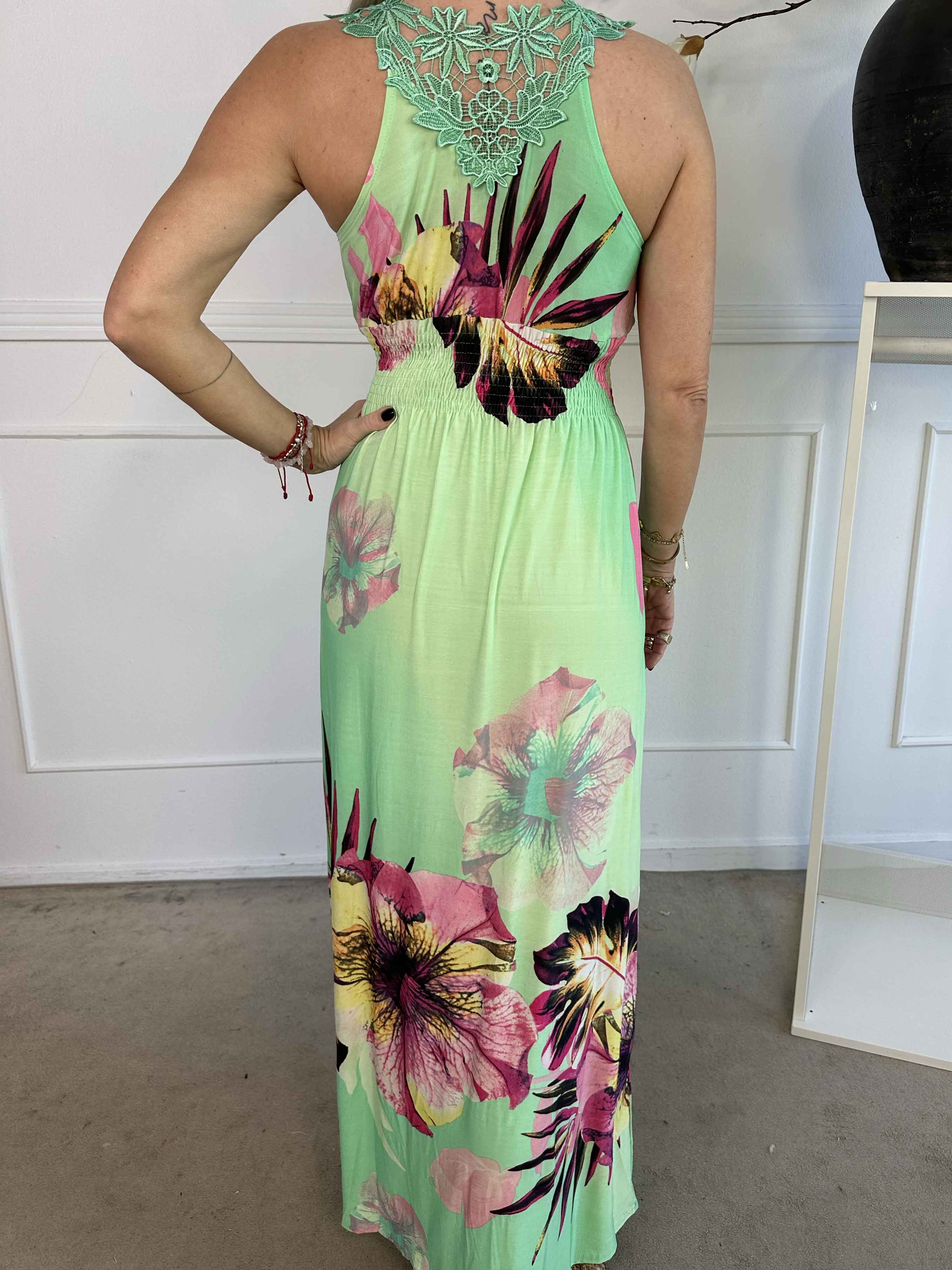 Nantes - Långklänning i stretchigt tyg med broderad rygg