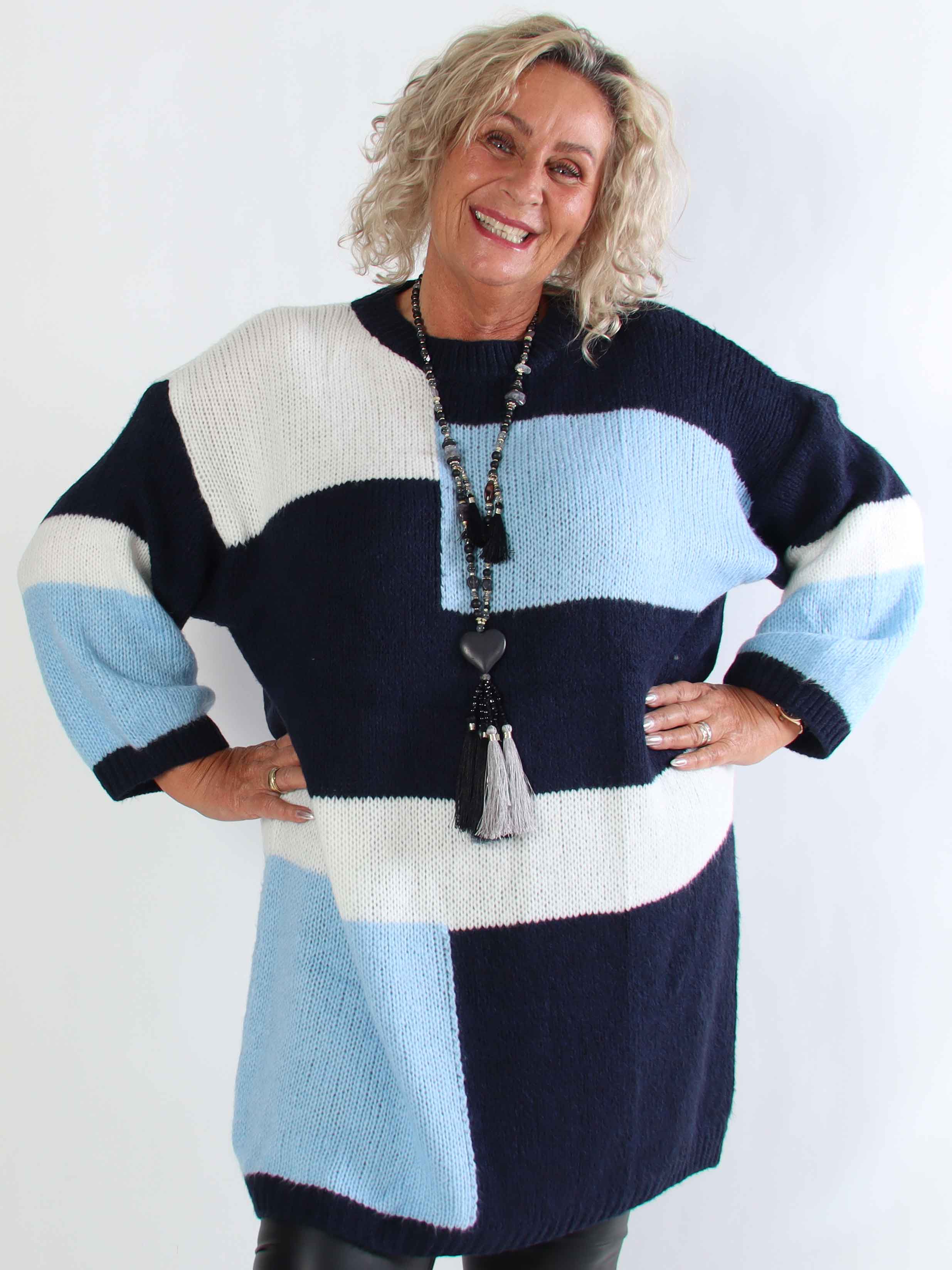 Nesrin - Stickad flerfärgad plus size klänning