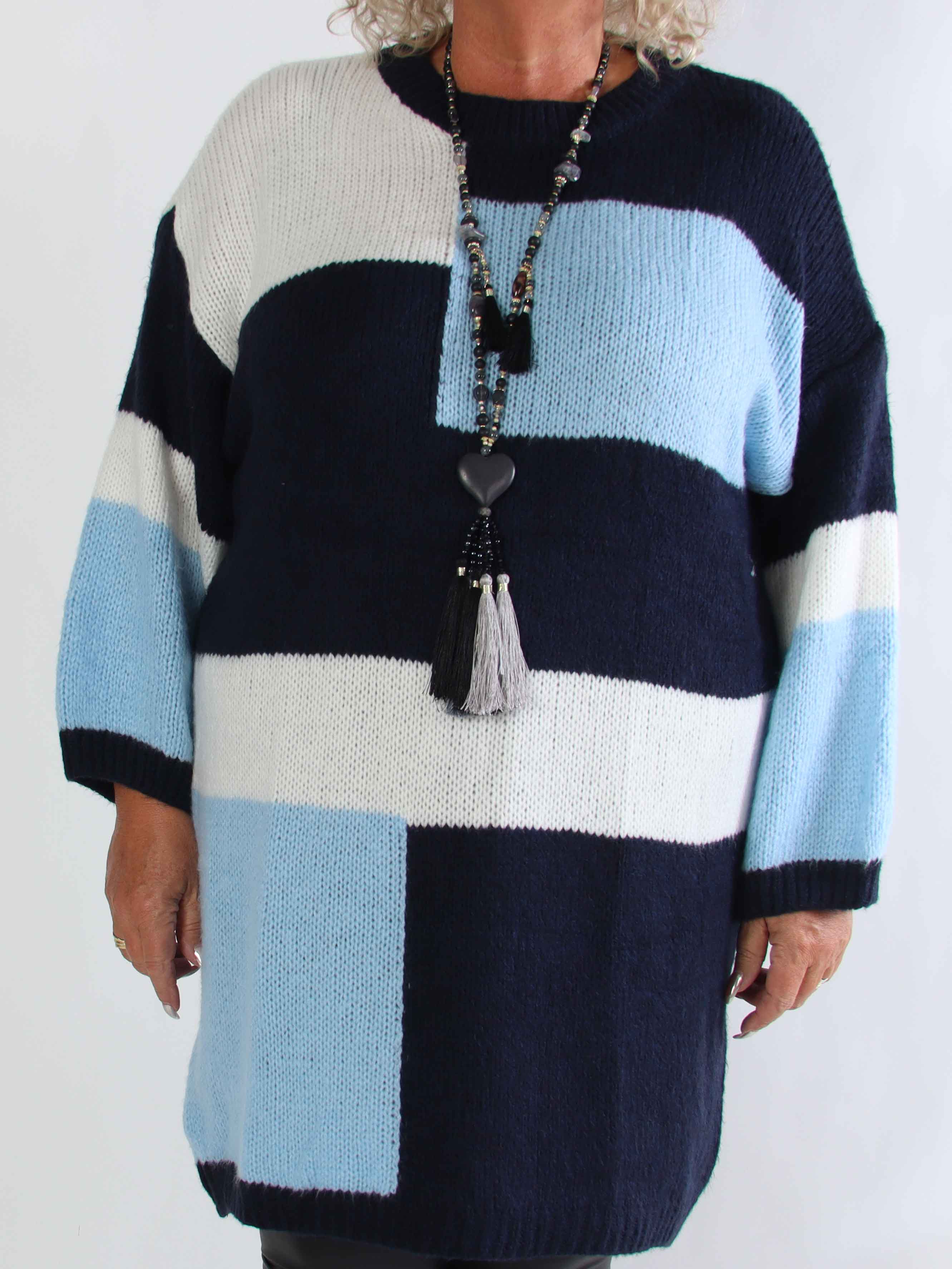 Nesrin - Stickad flerfärgad plus size klänning