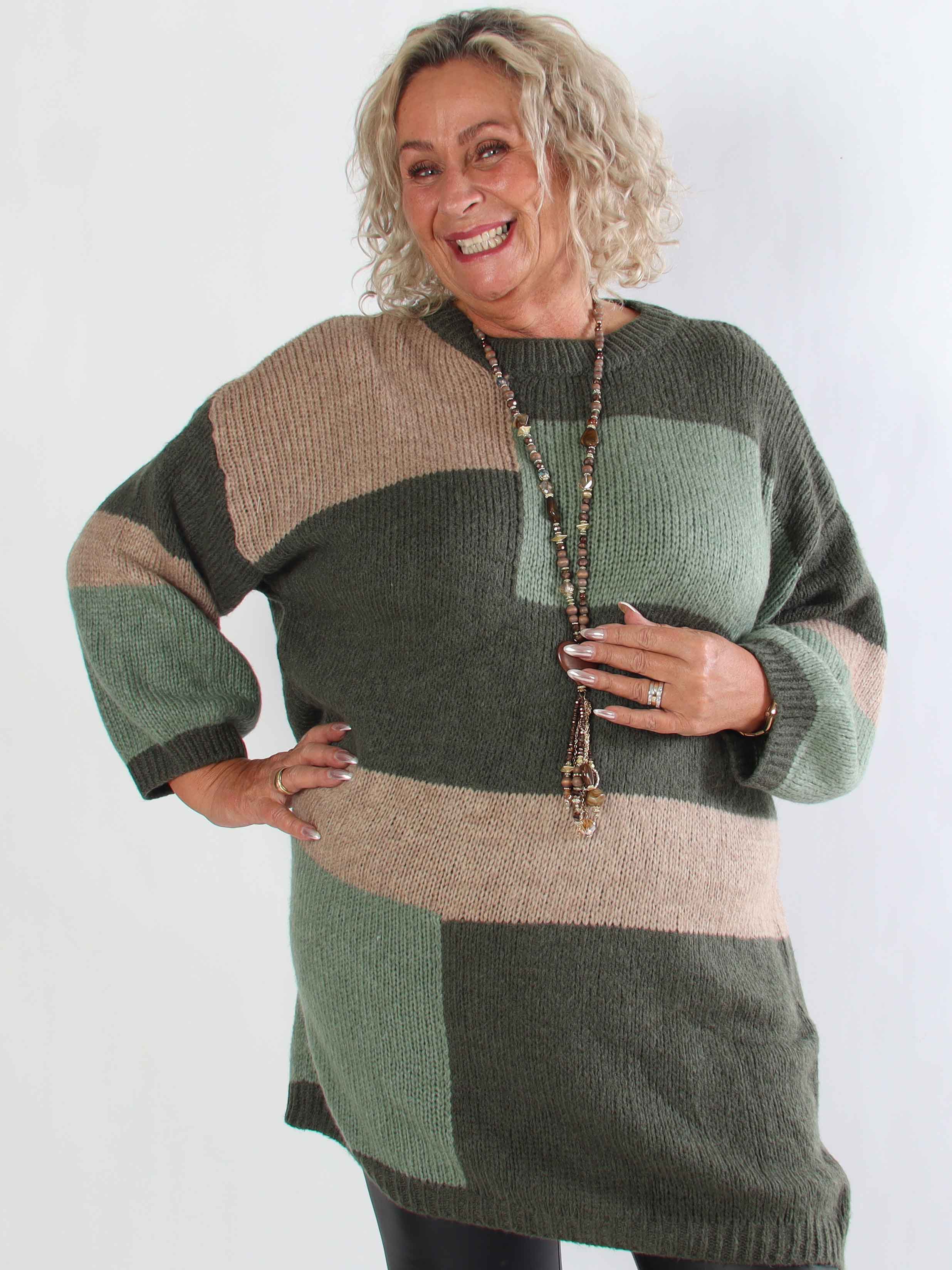 Nesrin - Stickad flerfärgad plus size klänning