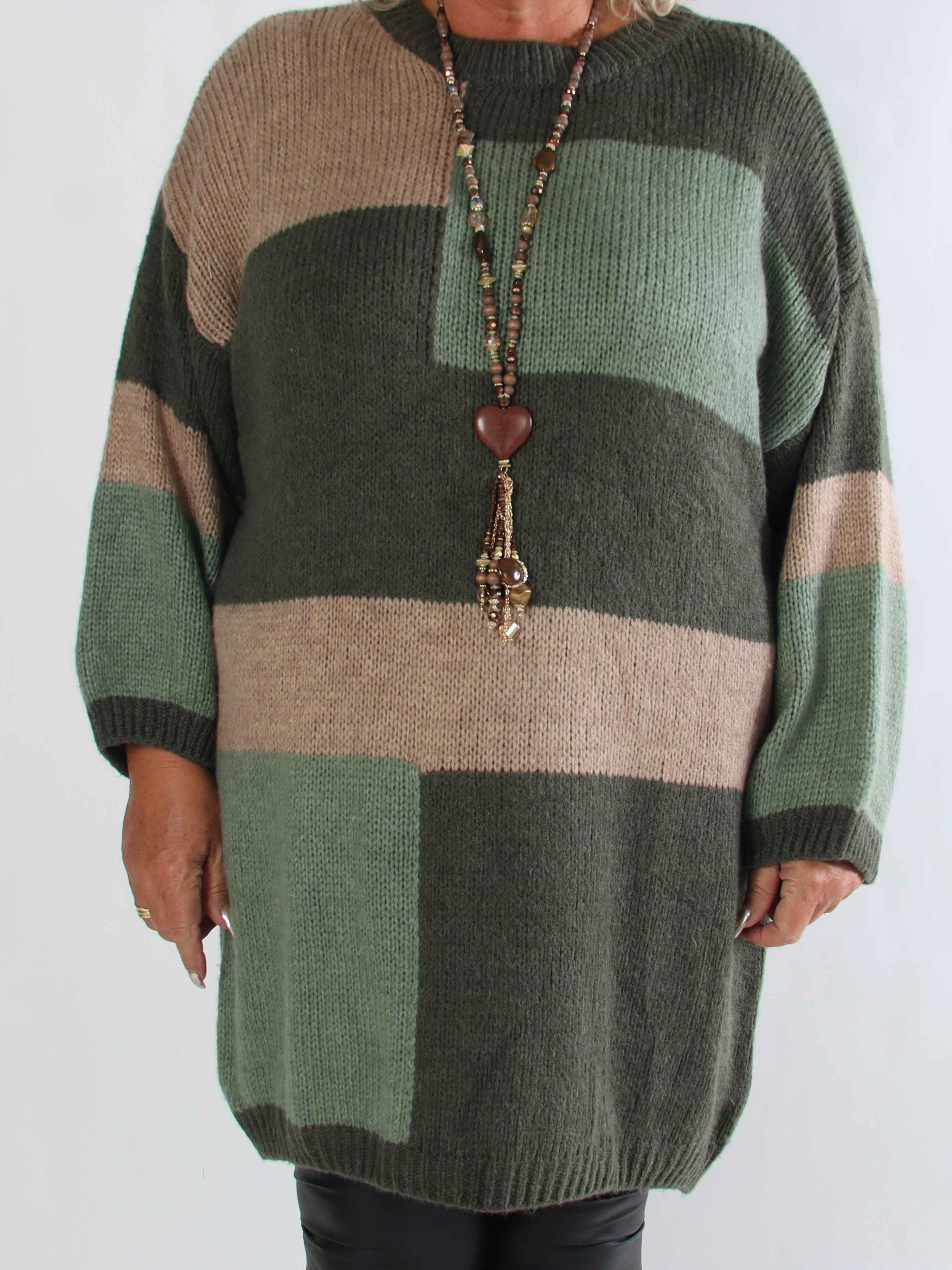 Nesrin - Stickad flerfärgad plus size klänning