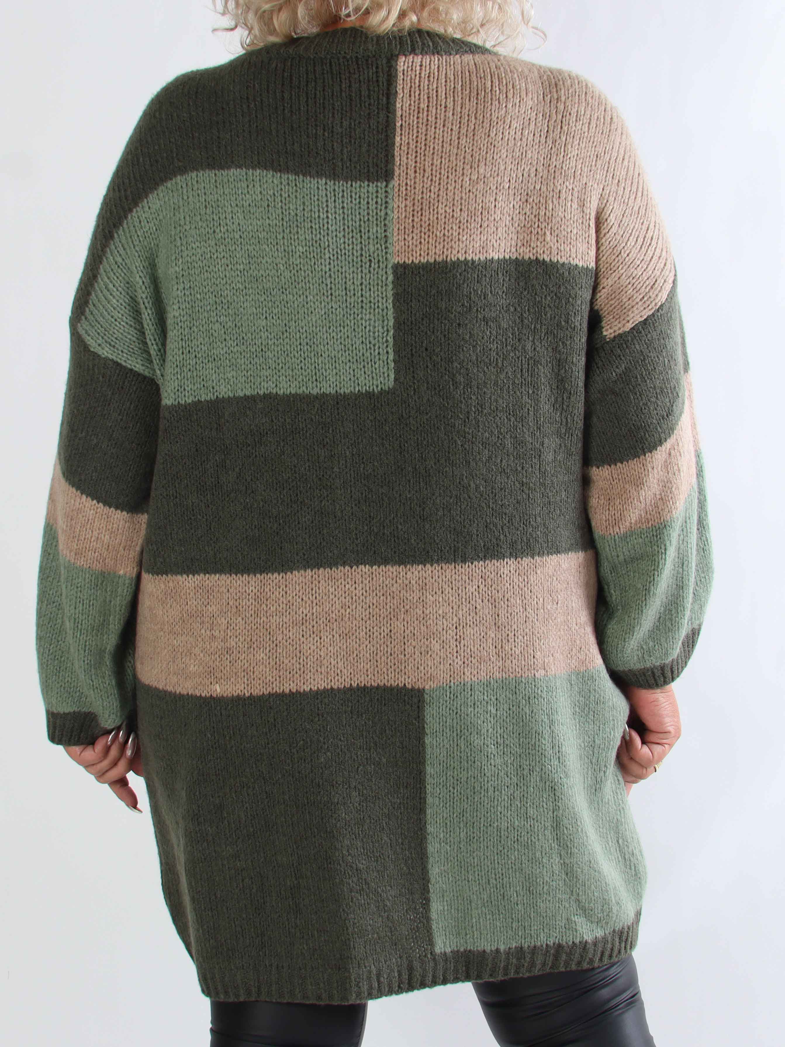 Nesrin - Stickad flerfärgad plus size klänning