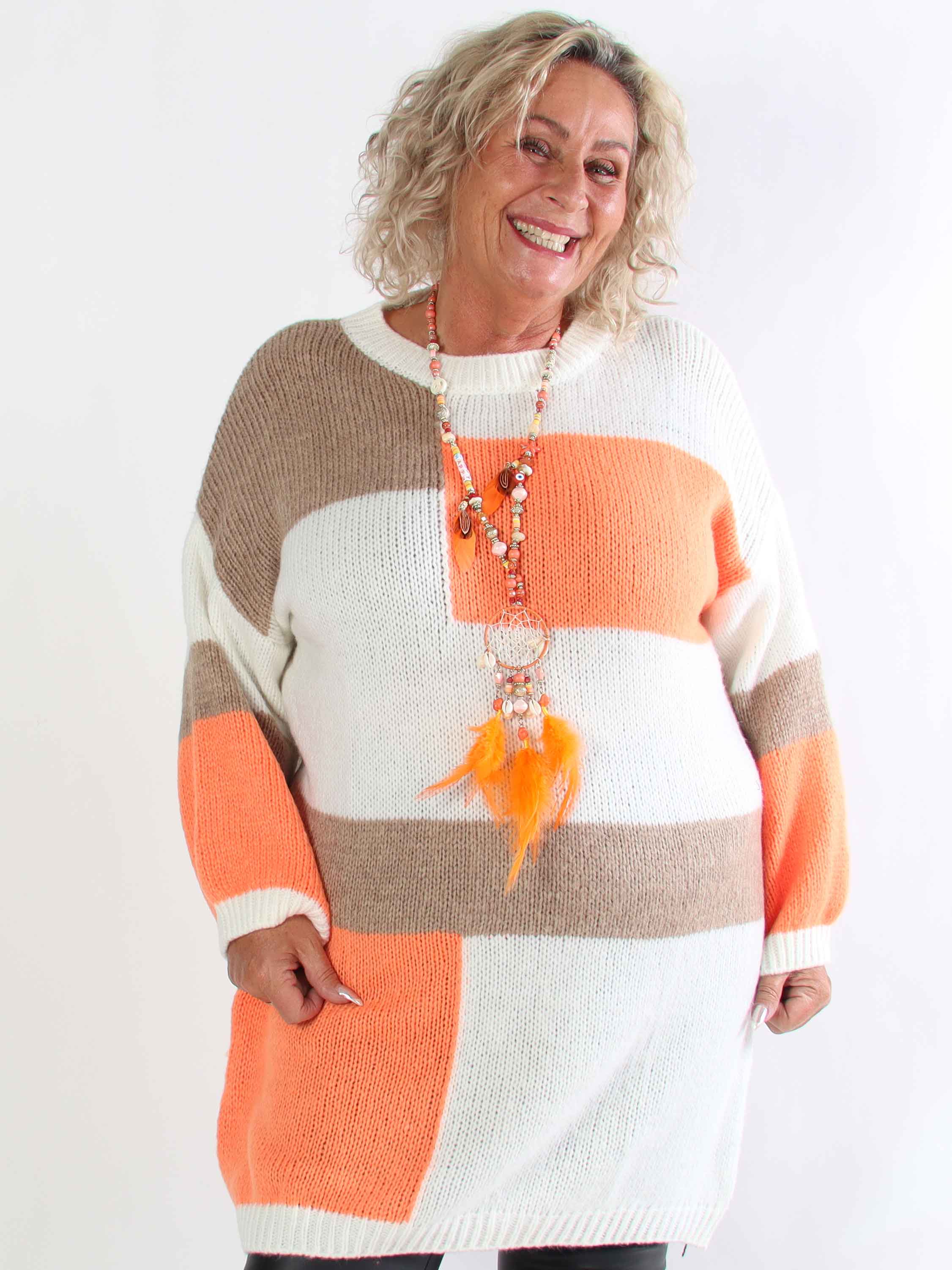 Nesrin - Stickad flerfärgad plus size klänning