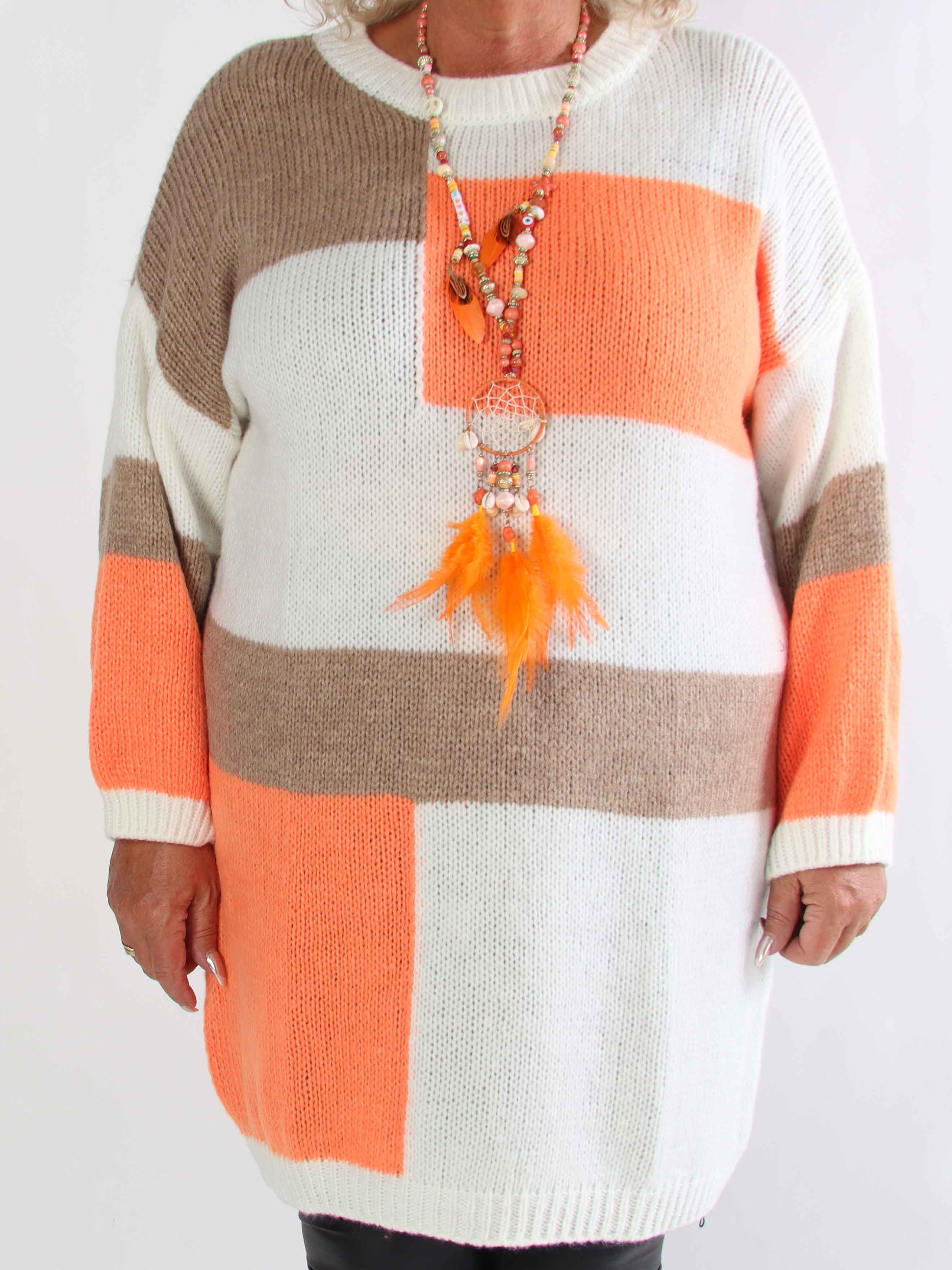 Nesrin - Stickad flerfärgad plus size klänning