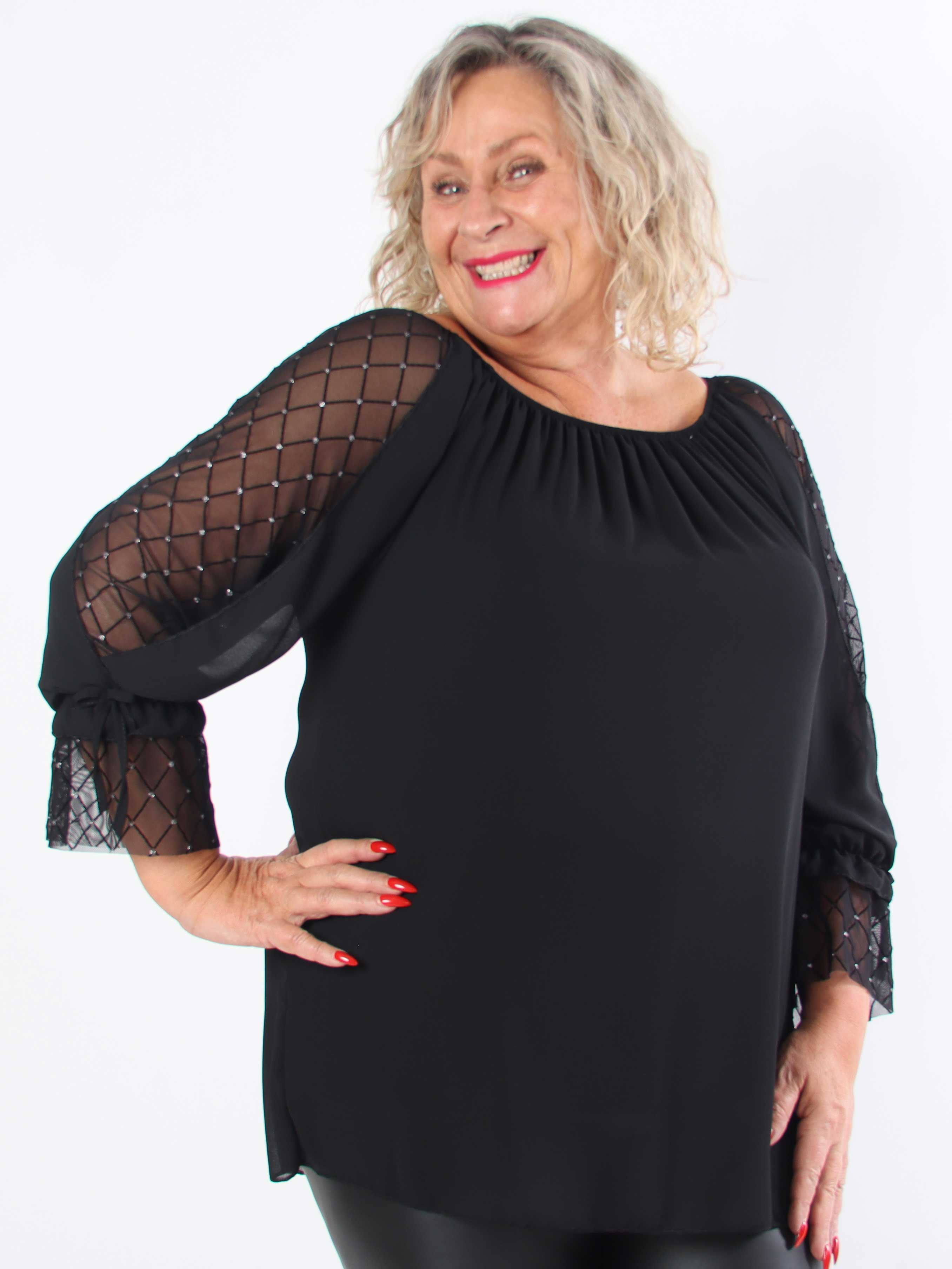 Ninell - Plus size chiffongtunika med vackra ärmar