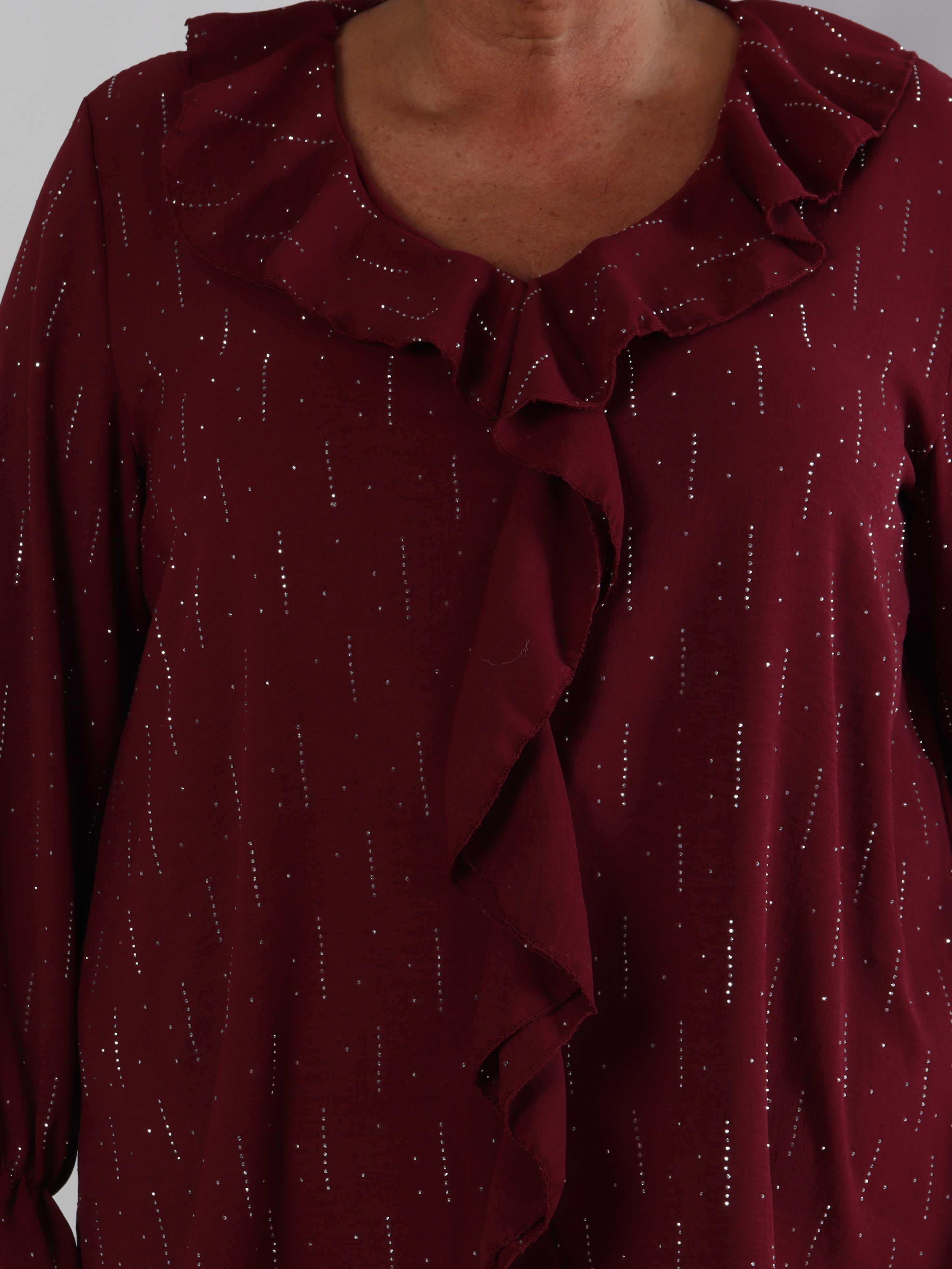 Noor - Plus size tunika med flæser og similisten