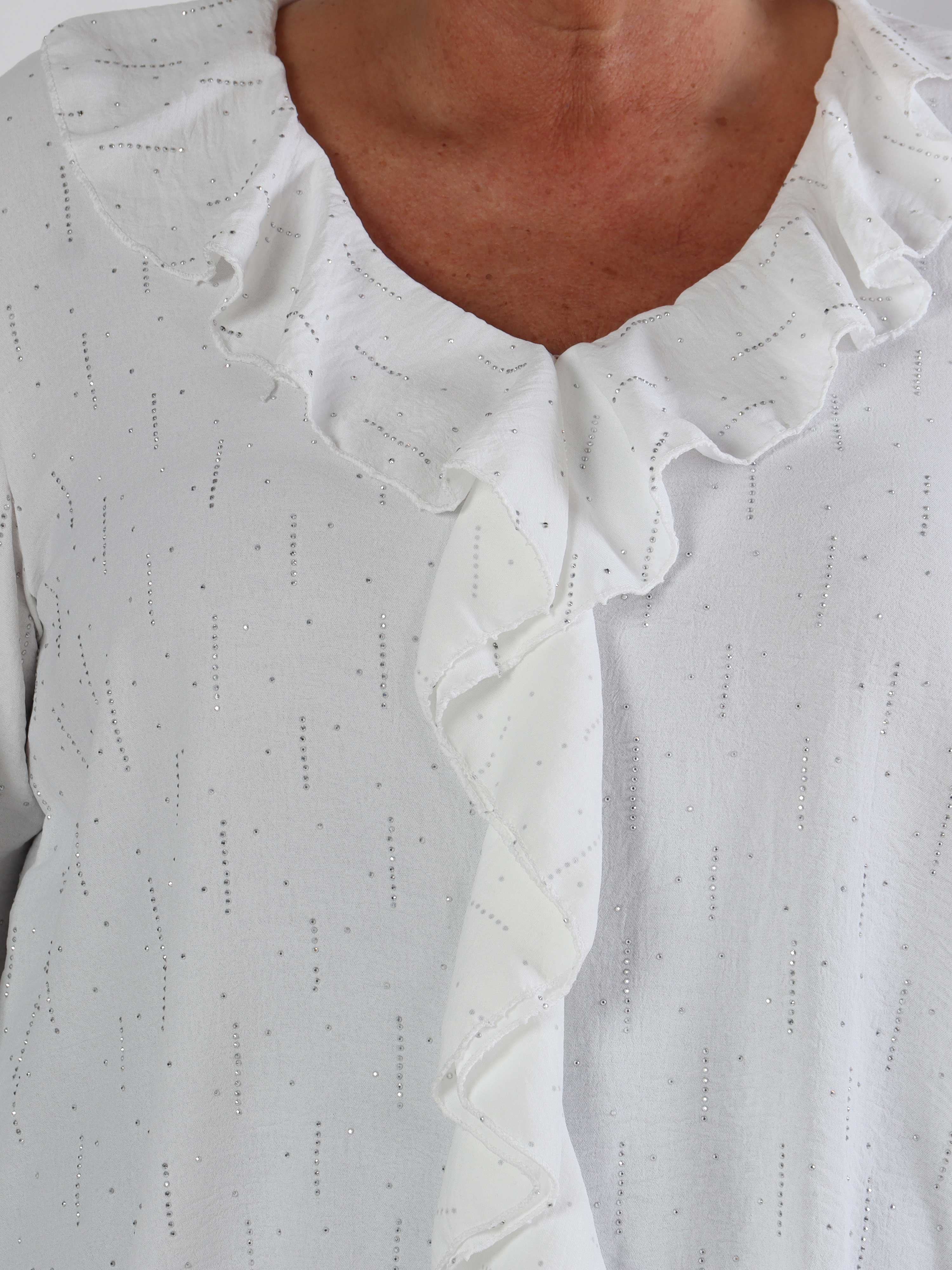 Noor - Plus size tunika med flæser og similisten