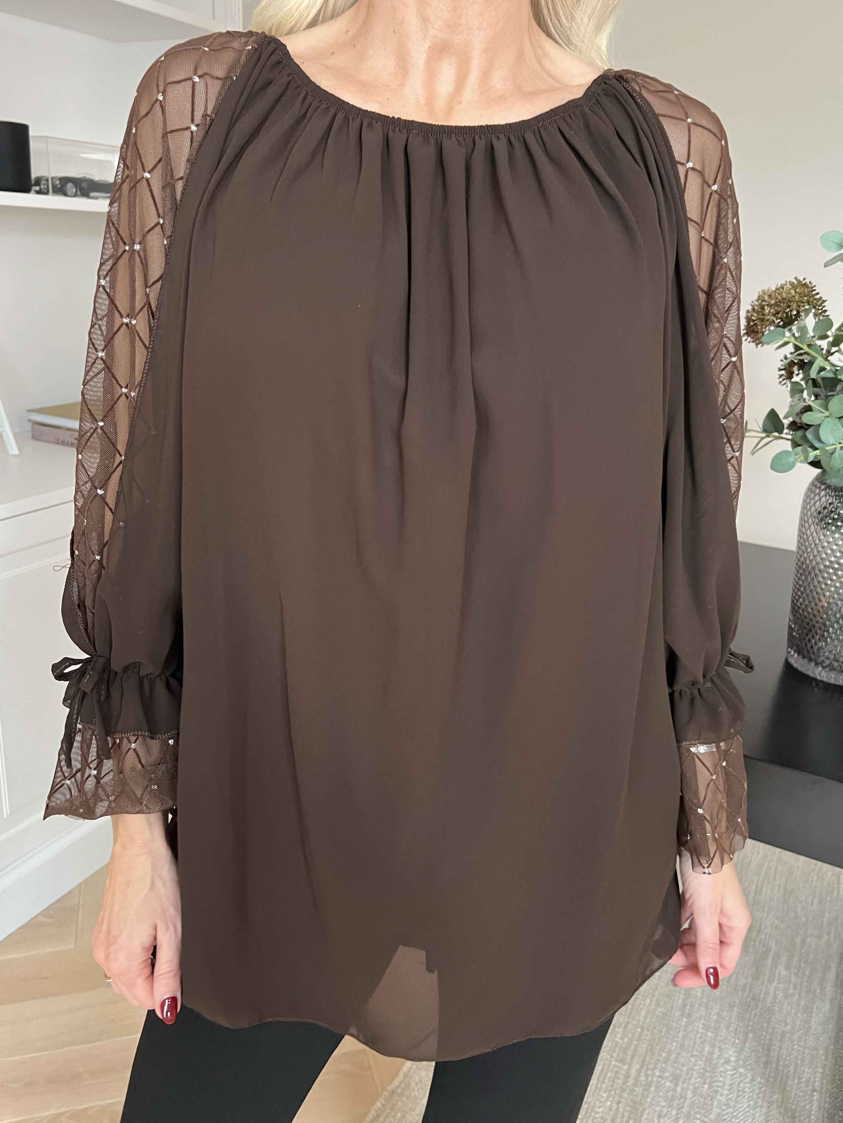Norma - Tunika i chiffon med detaljerede ærmer