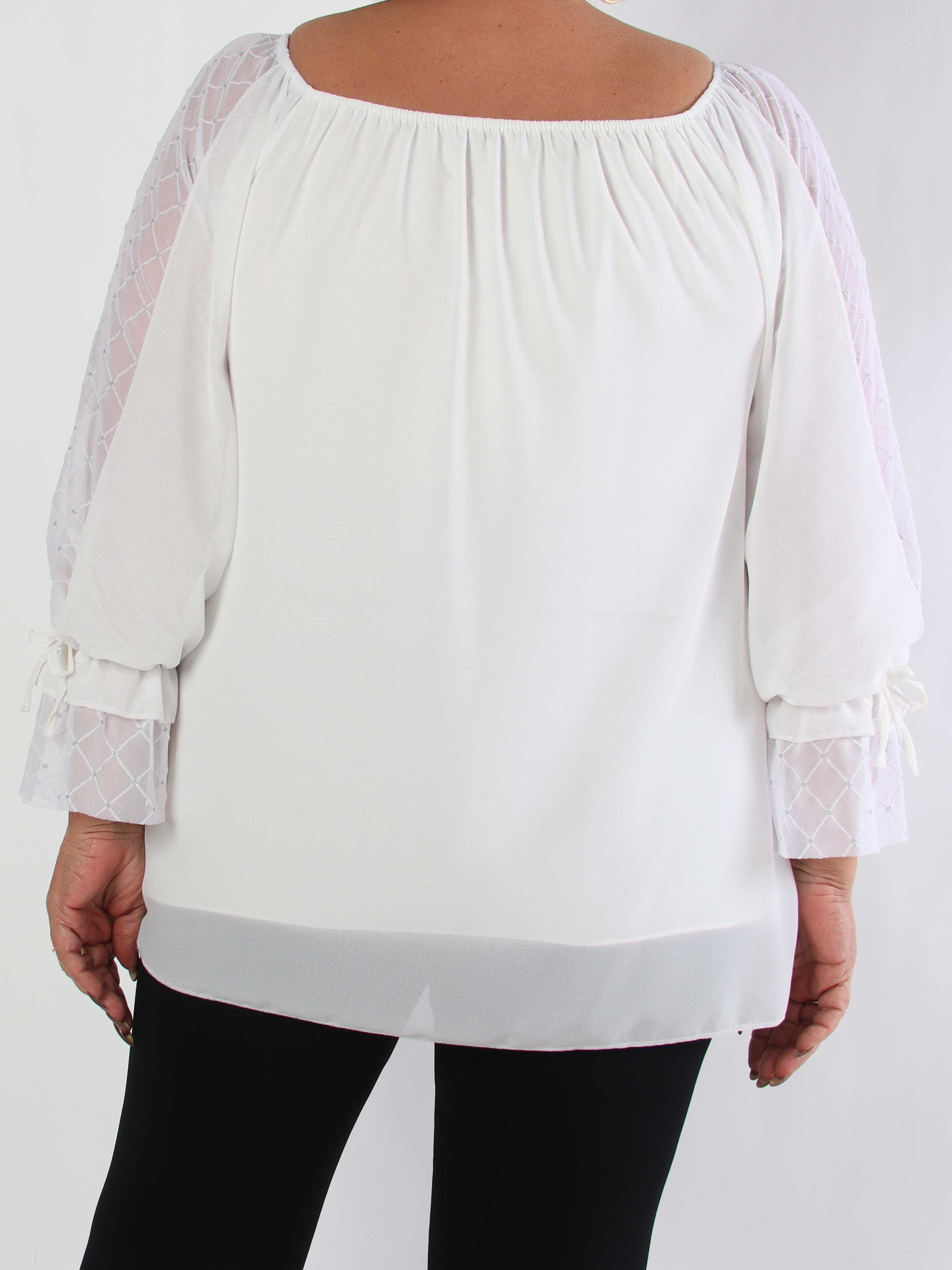 Norma - Plus size tunika i chiffon med detaljerede ærmer