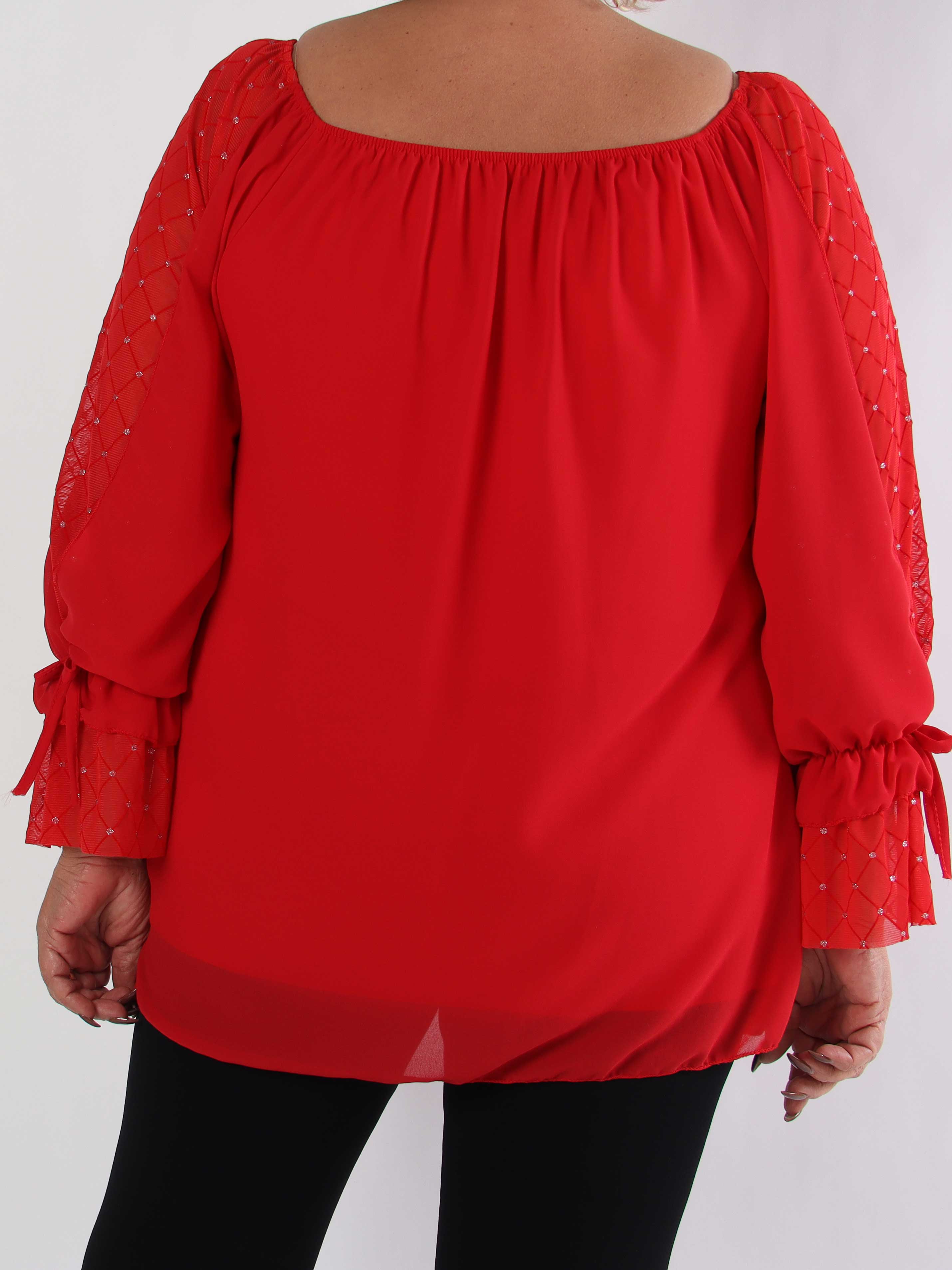 Norma - Plus size tunika i chiffon med detaljerede ærmer
