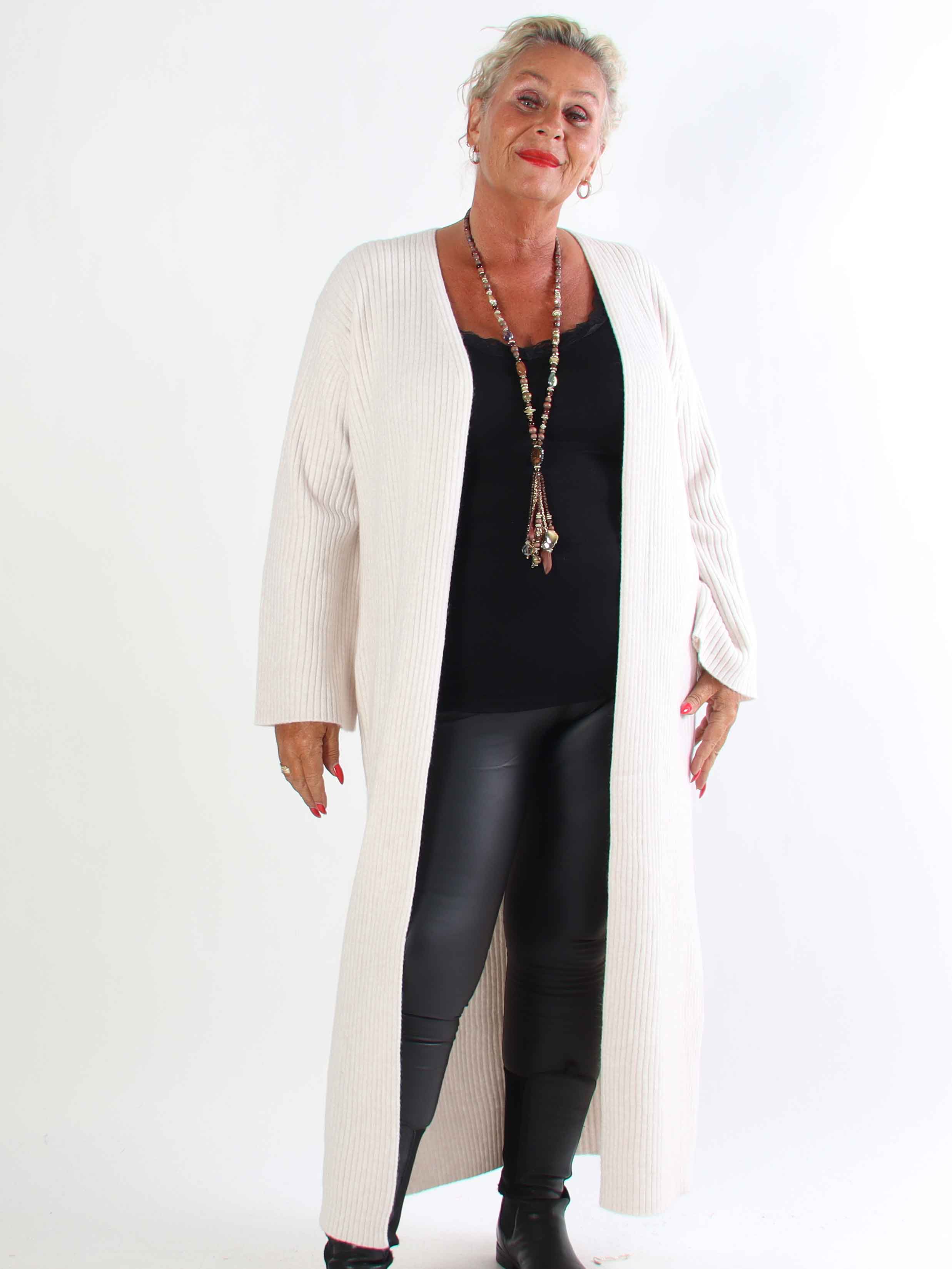 Olava - Lång ribbstickad kofta