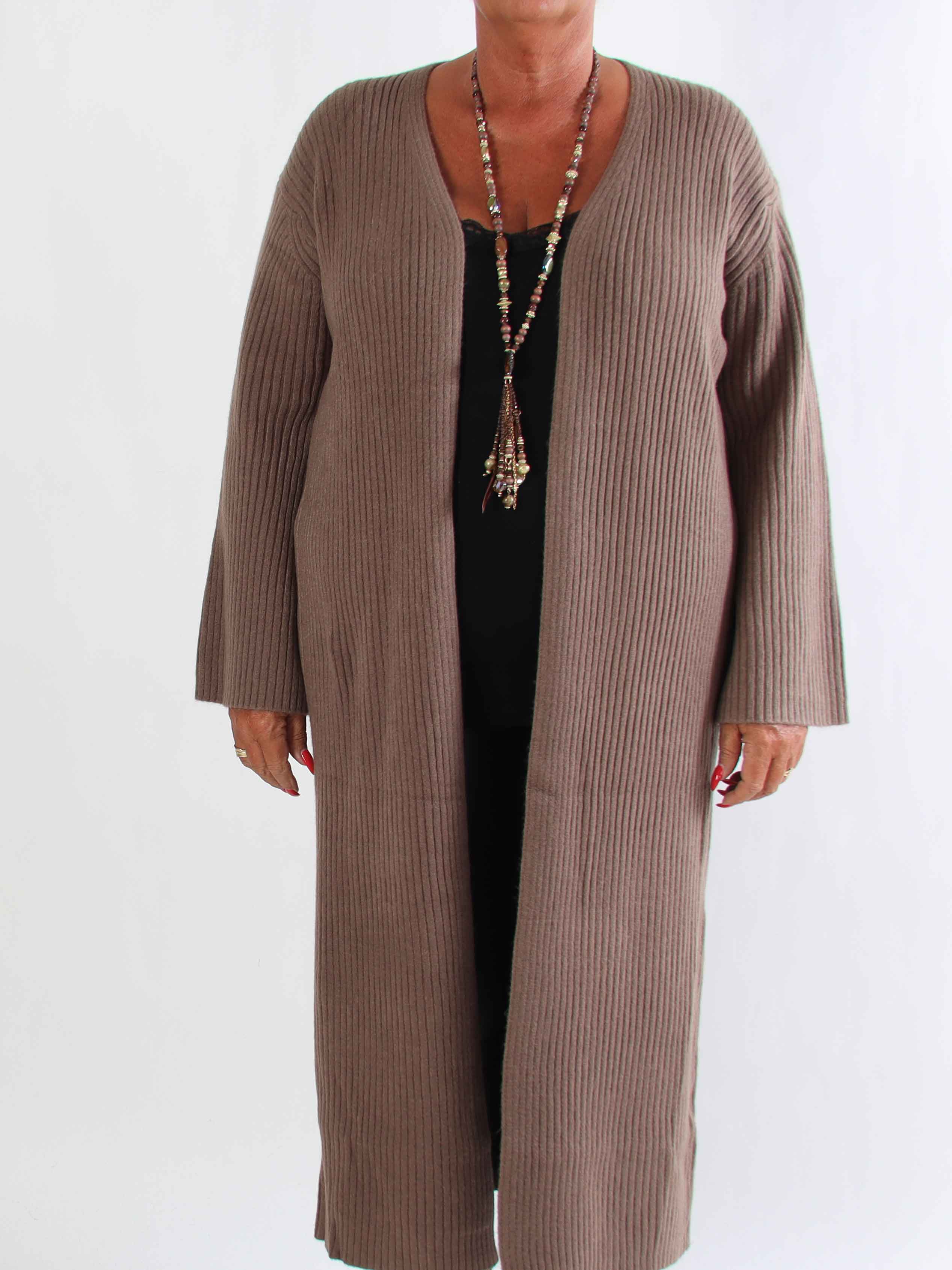 Olava - Lång ribbstickad kofta