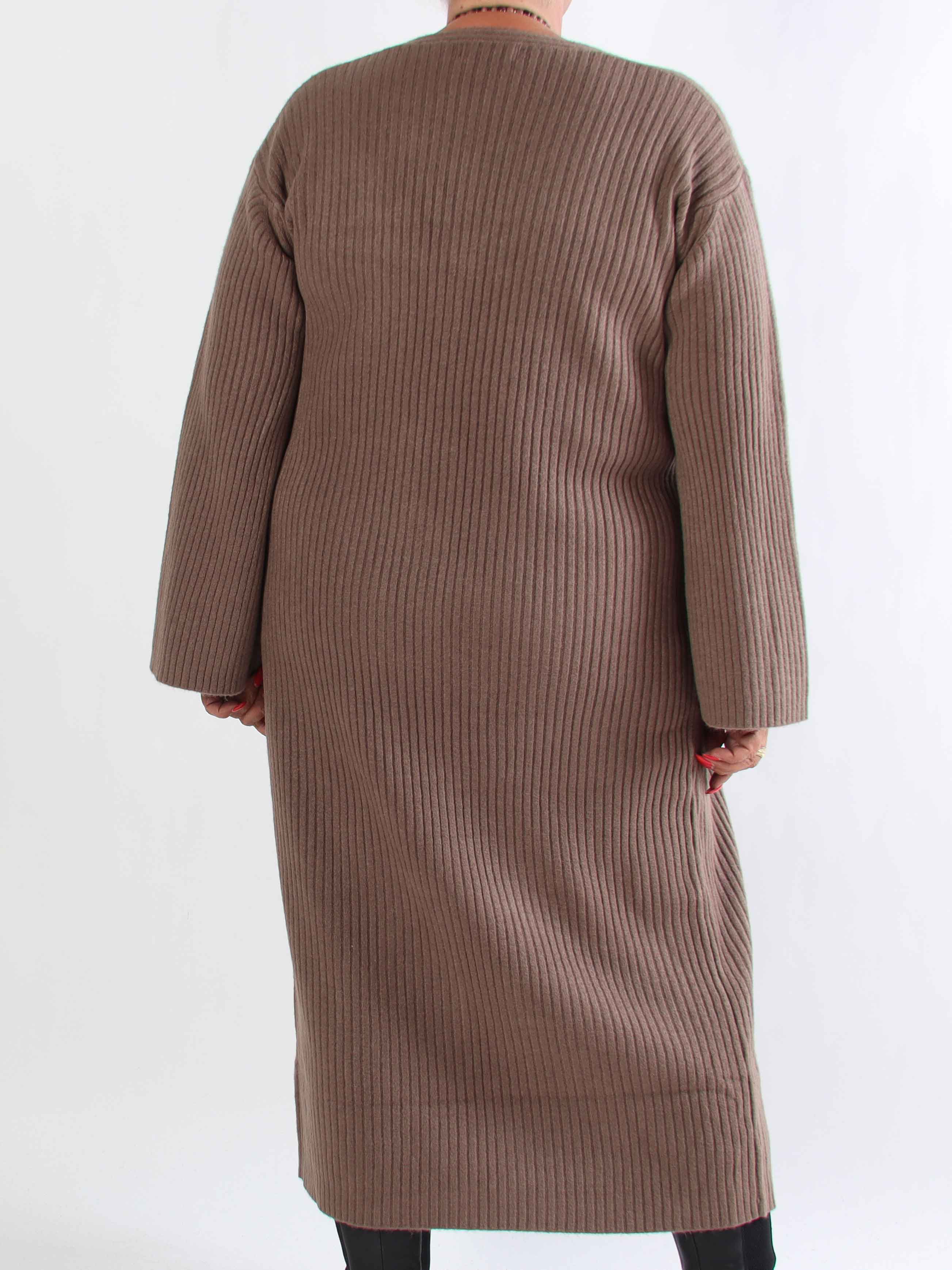 Olava - Lång ribbstickad kofta