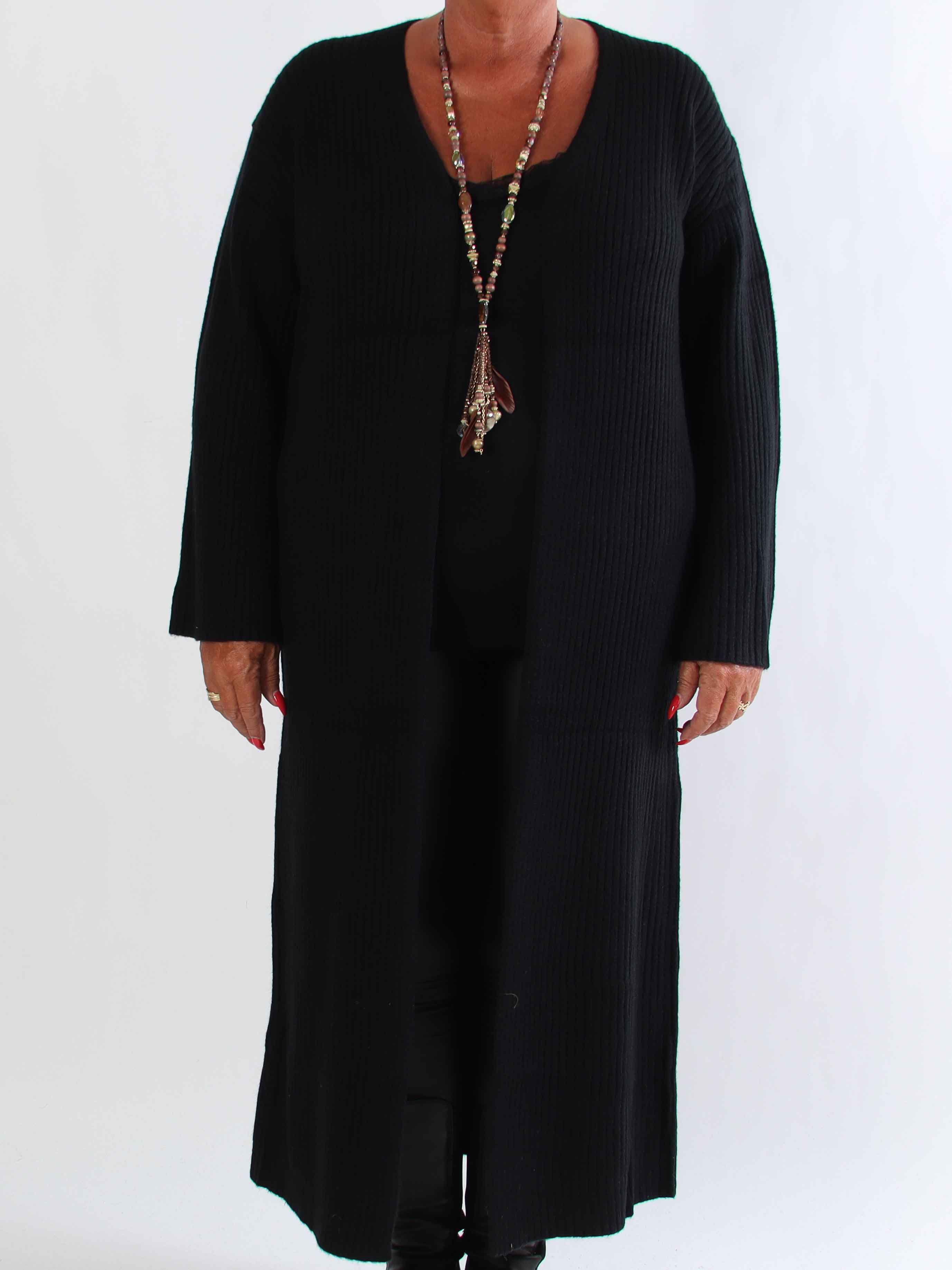 Olava - Lång ribbstickad kofta