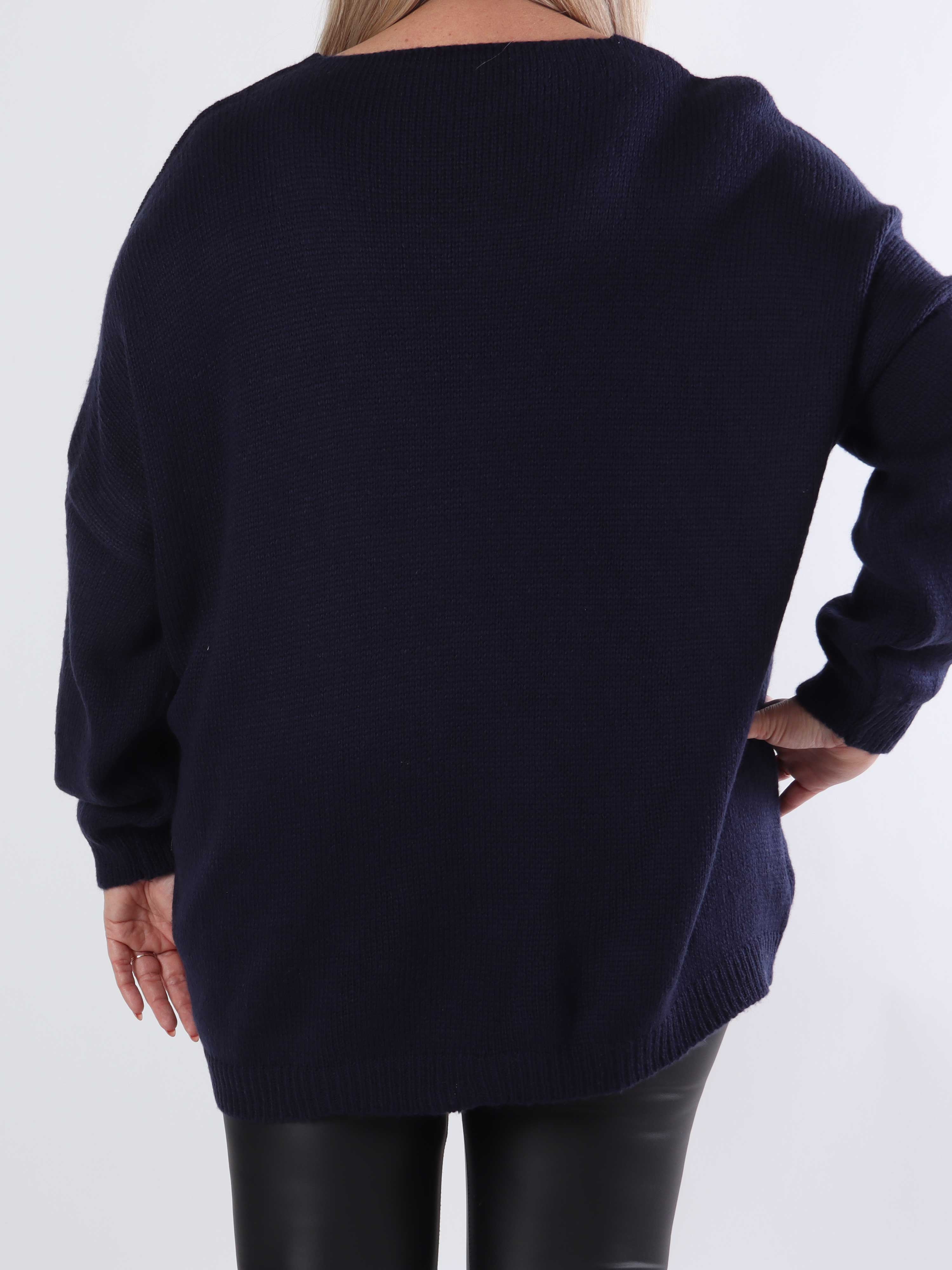 Omaria - Stickad plus size blus med fyrverkerier på