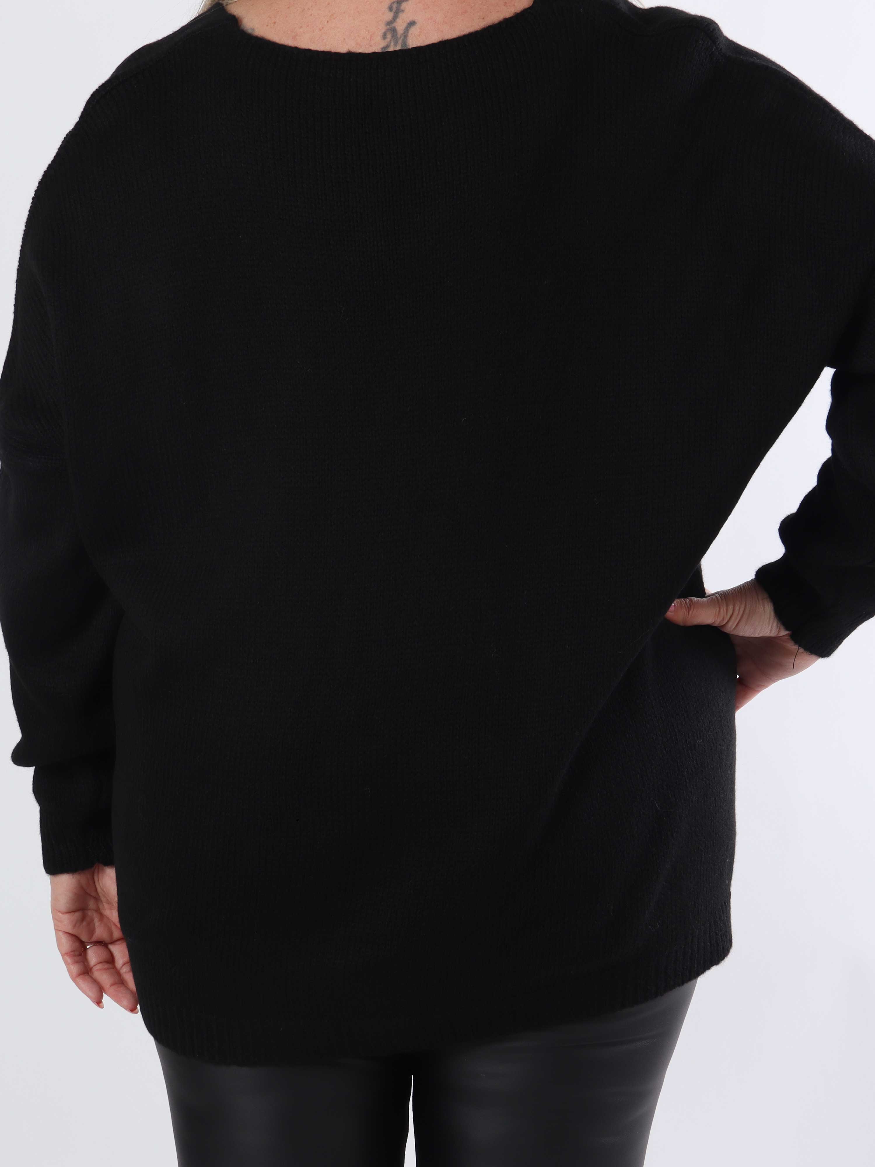 Omaria - Stickad plus size blus med fyrverkerier på