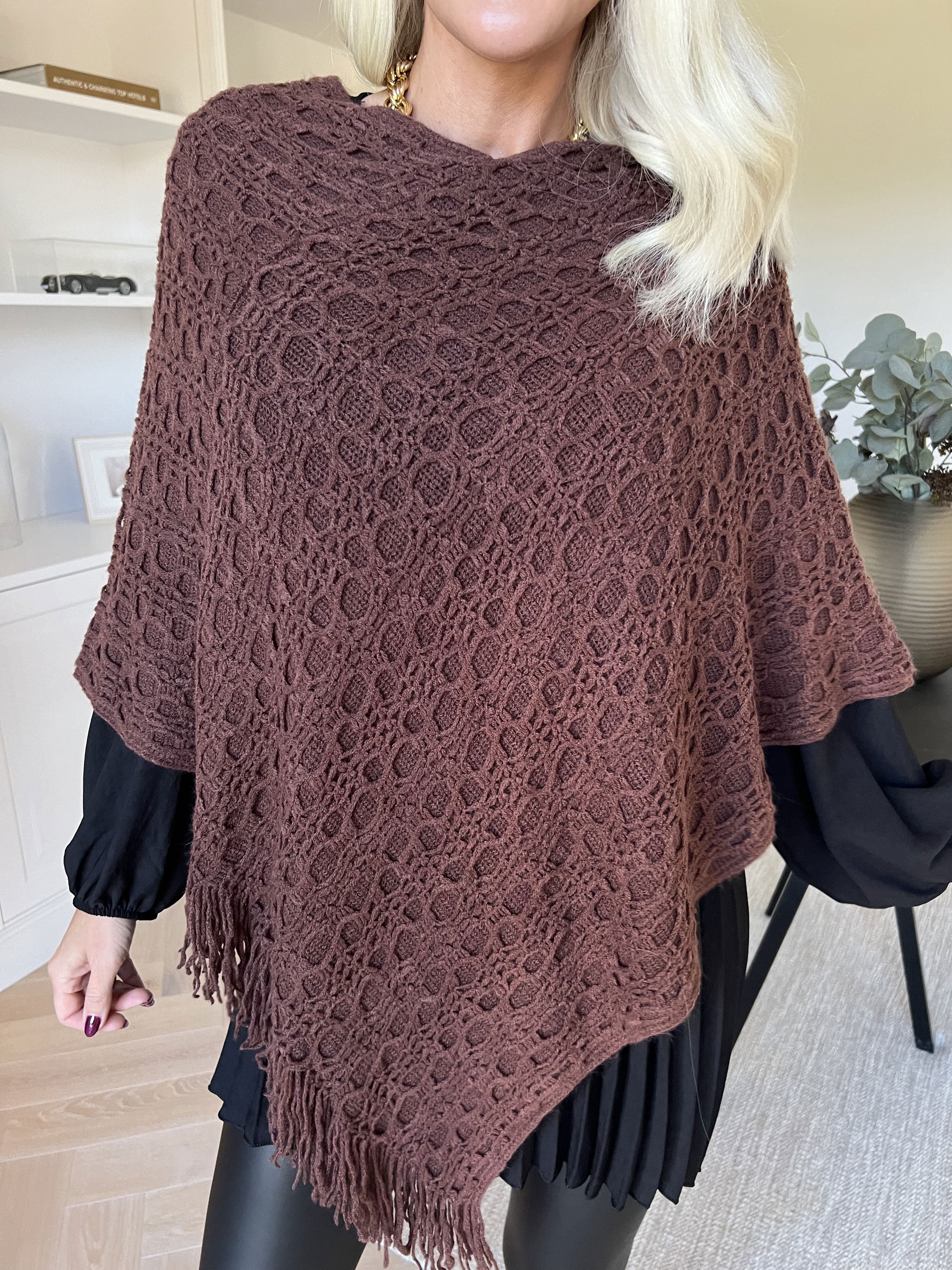 Opra - Mjuk stickad plus size poncho