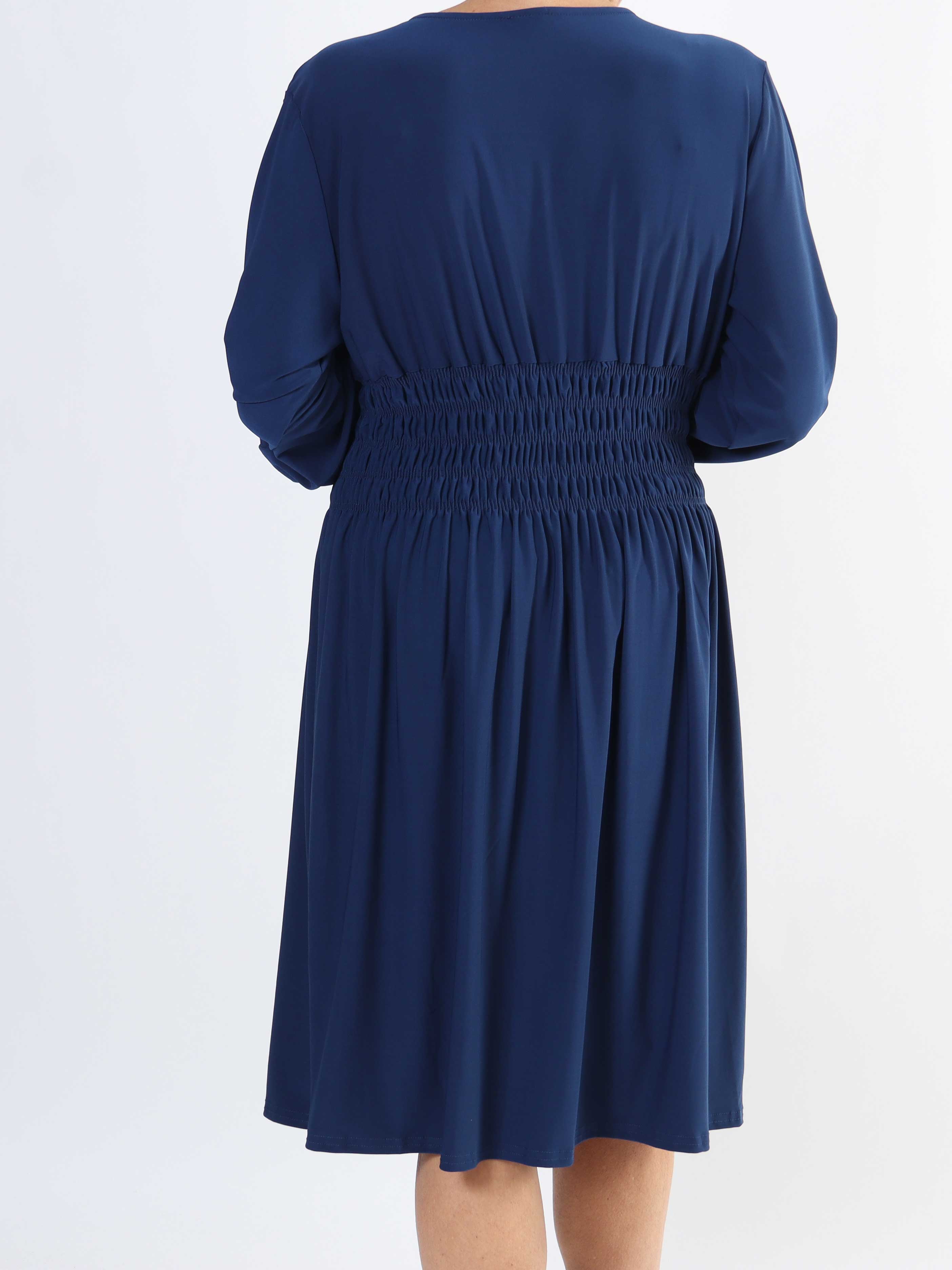 Pams Plain Short L/S - Elastisk klänning i stora storlekar med smock och långa ärmar