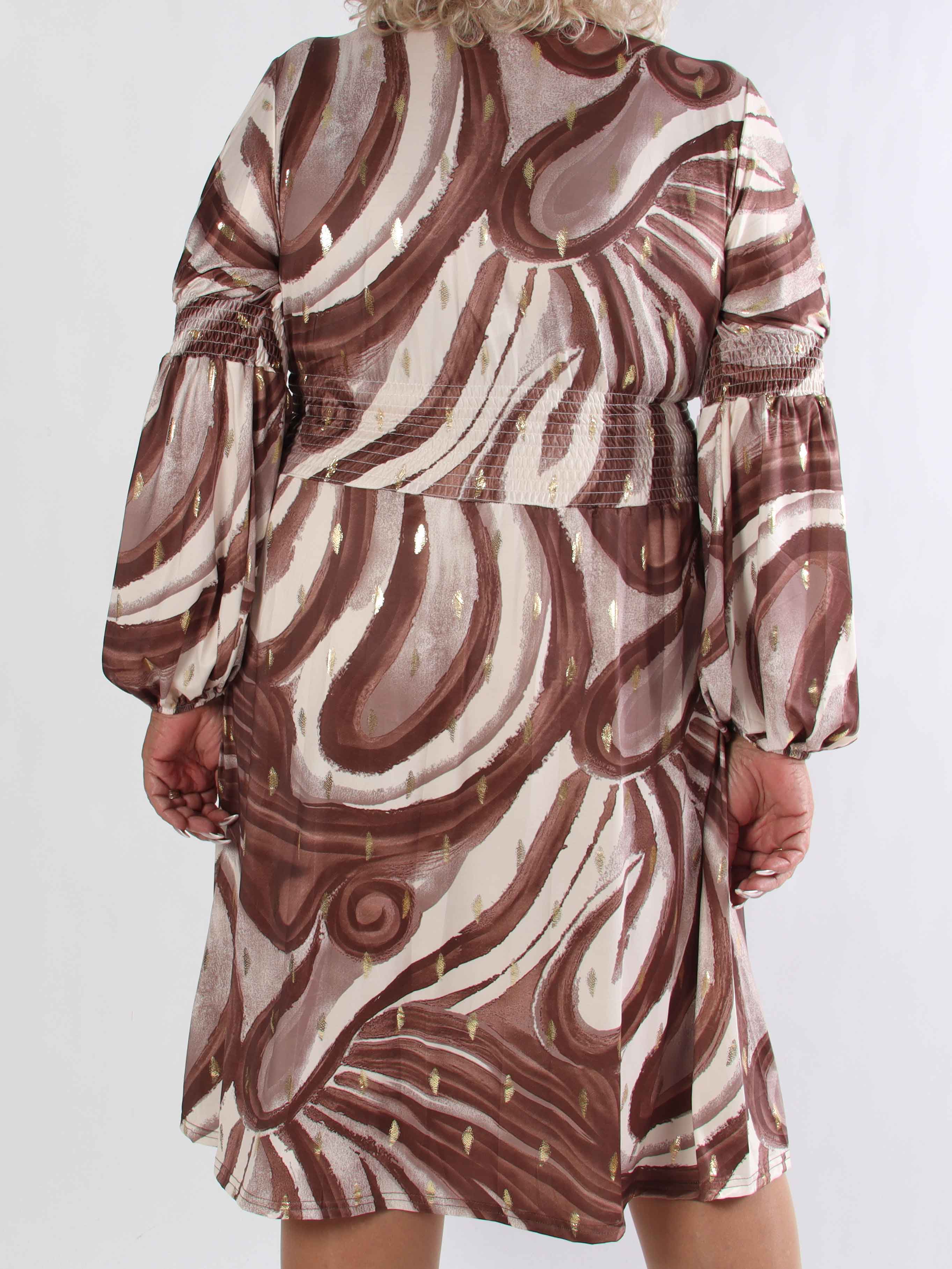 Paige Swirls - Elastisk plus size klänning med smock och knappar vid bysten