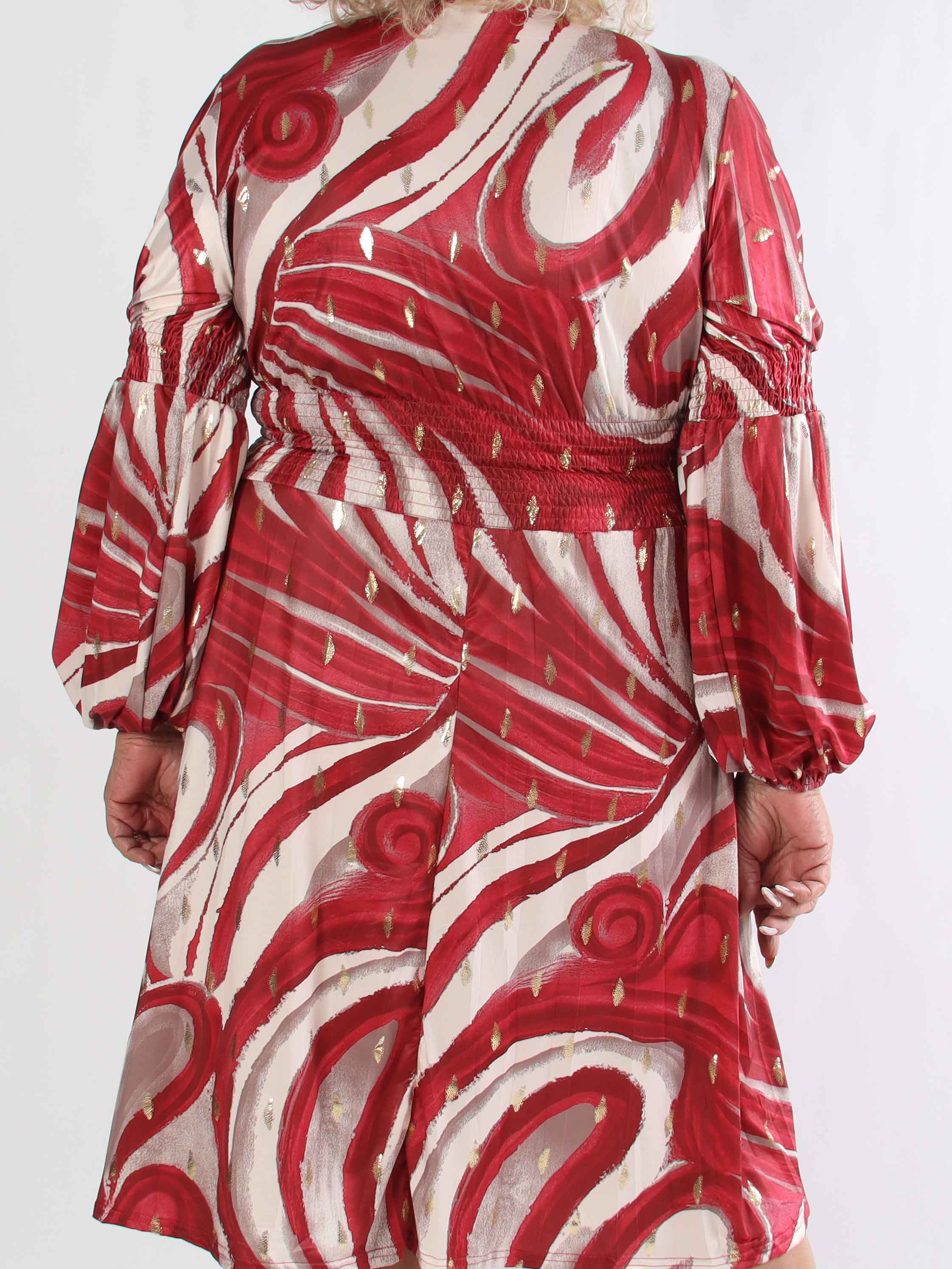 Paige Swirls - Elastisk plus size klänning med smock och knappar vid bysten