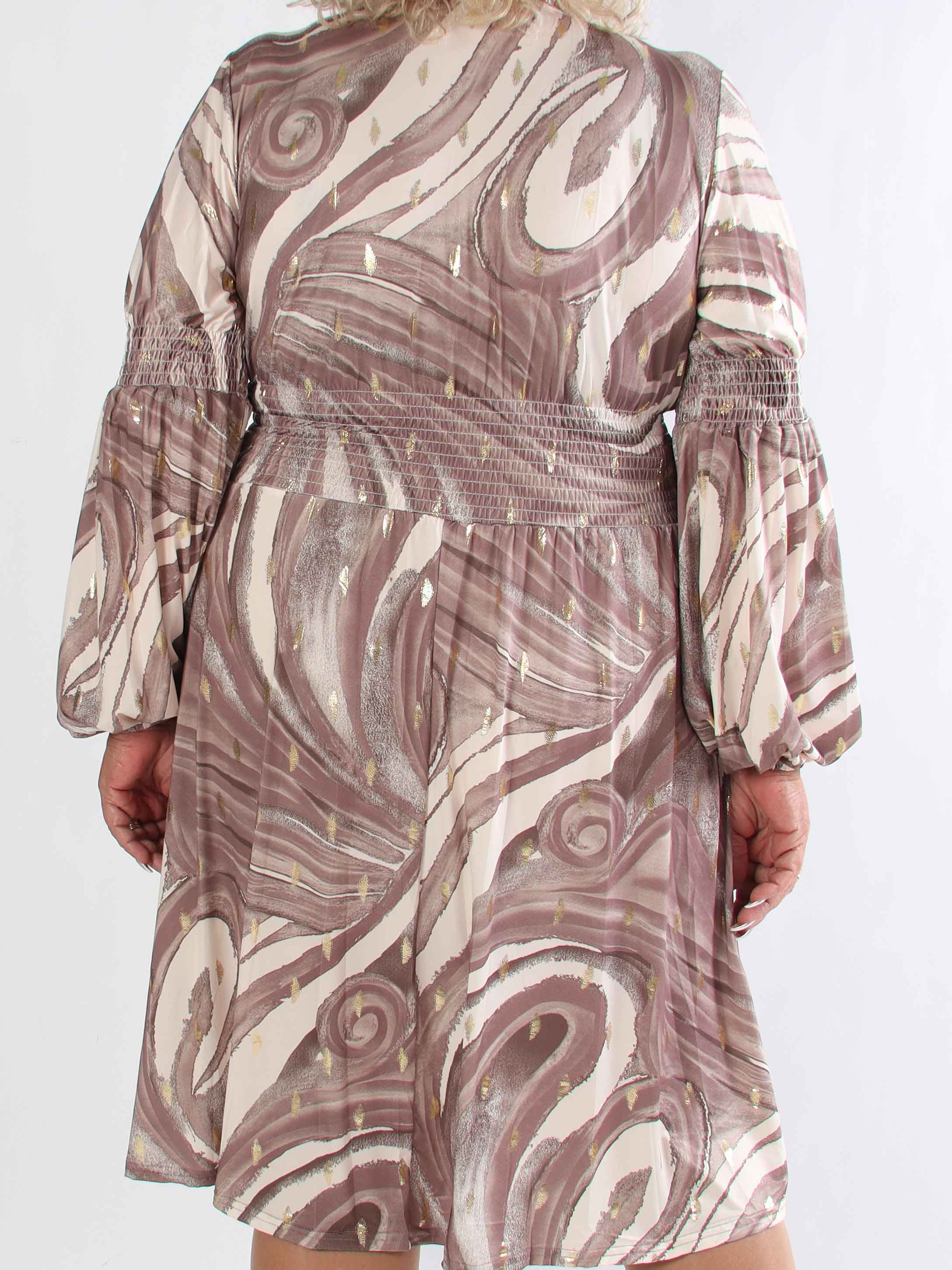 Paige Swirls - Elastisk plus size klänning med smock och knappar vid bysten