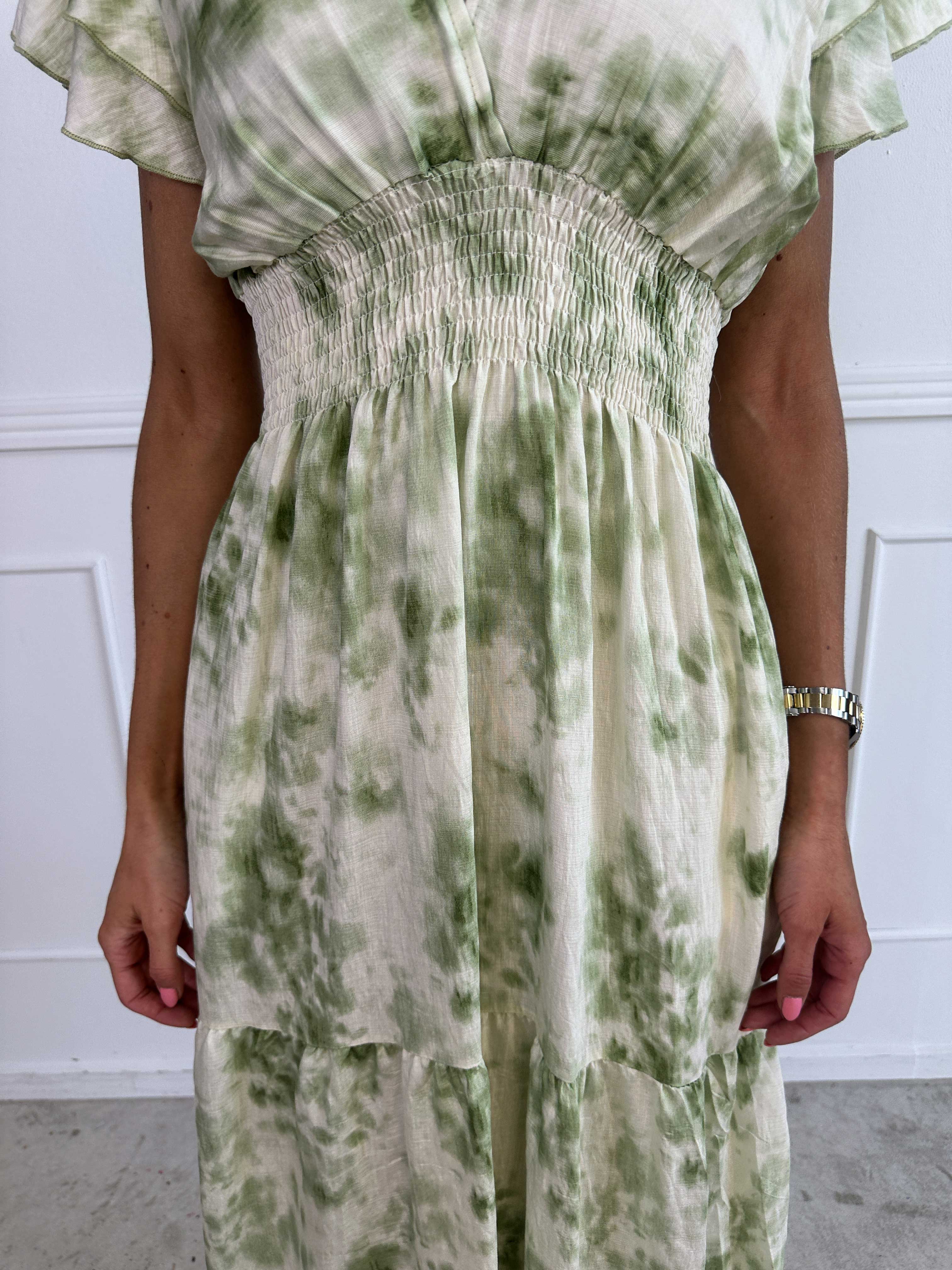 Palina Batik Short - Mönstrad klänning i viskos med resår